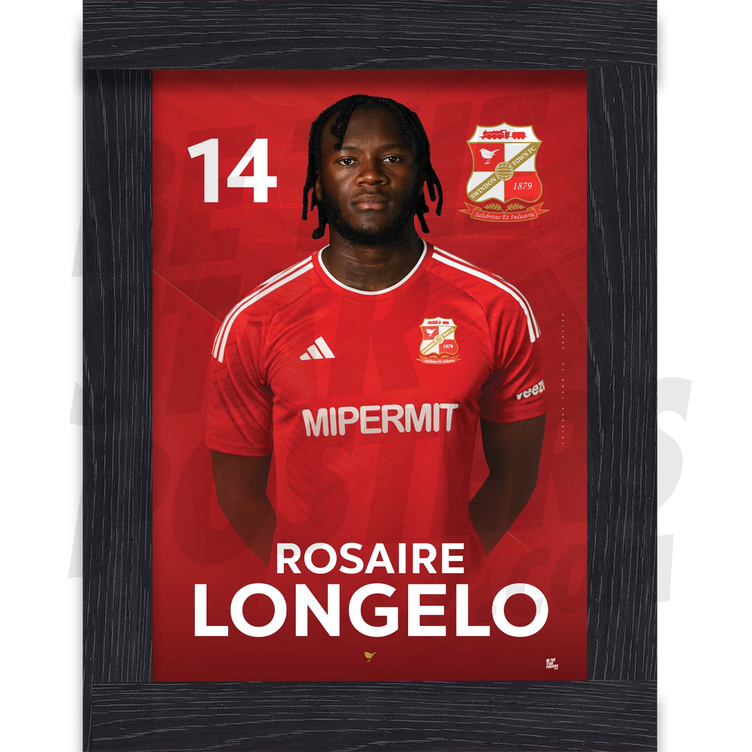 Swindon Town FC Longelo 24/25 Headshot Poster