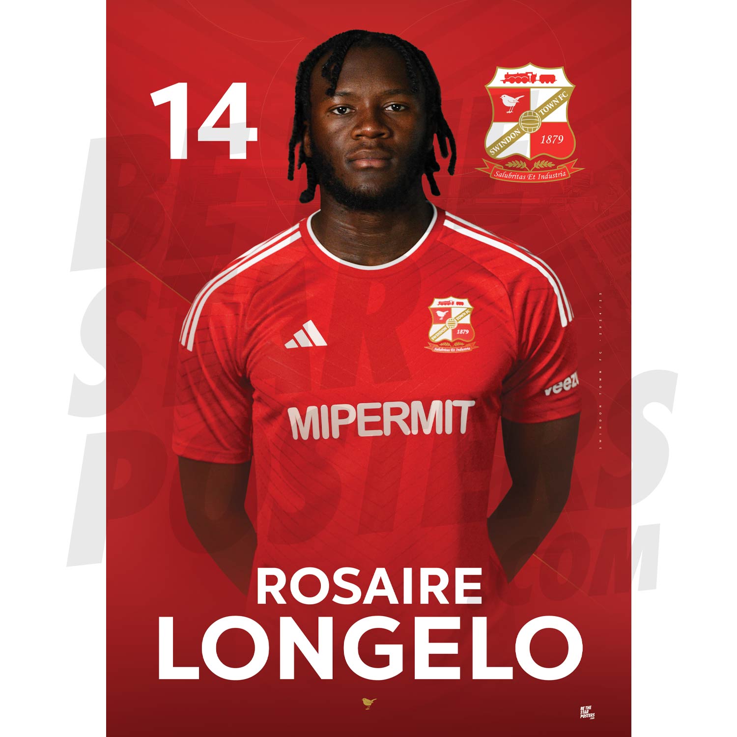 Swindon Town FC Longelo 24/25 Headshot Poster