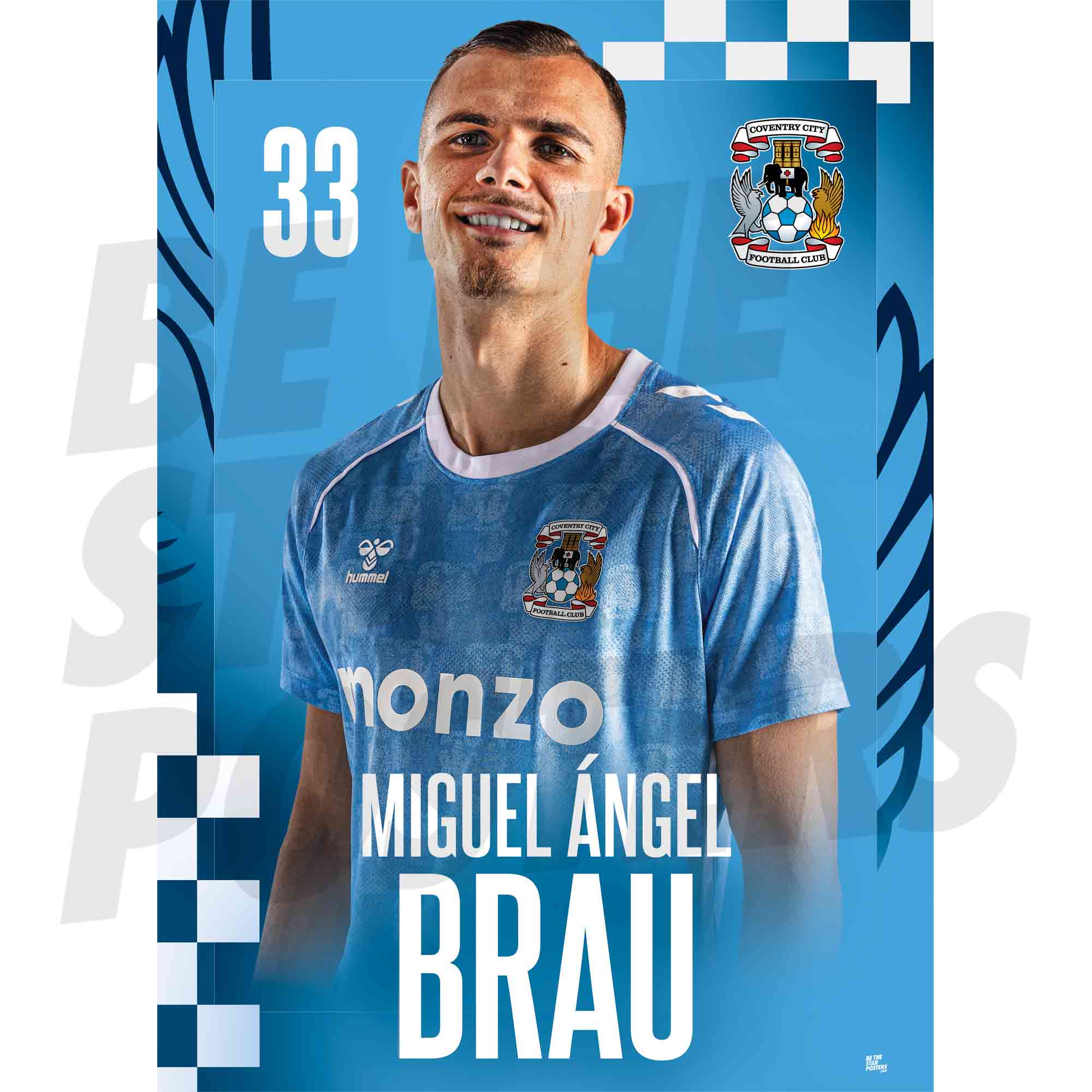 Coventry City FC Miguel Angel Brau 25/26 Headshot Poster