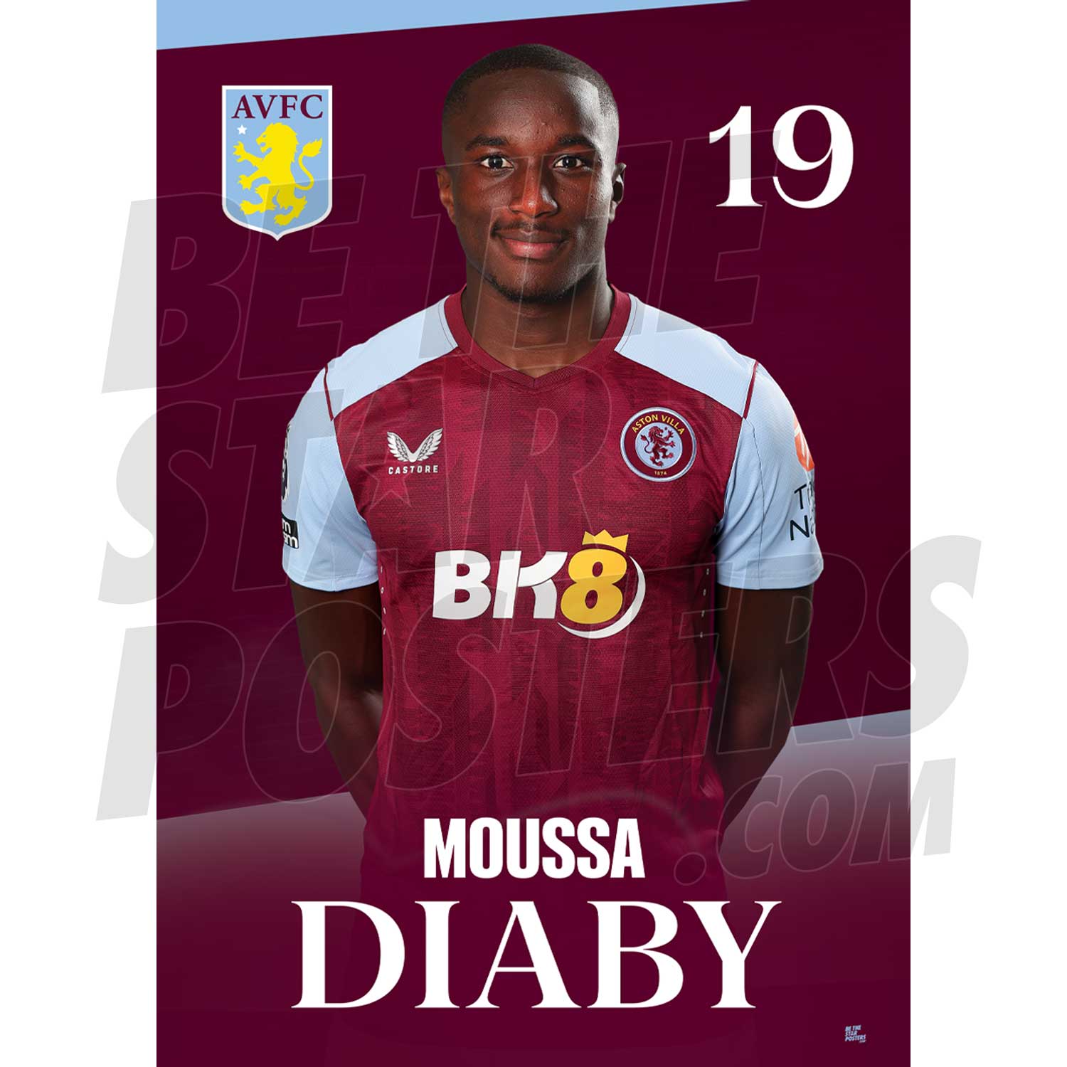Aston Villa FC Diaby 23/24 Headshot Poster
