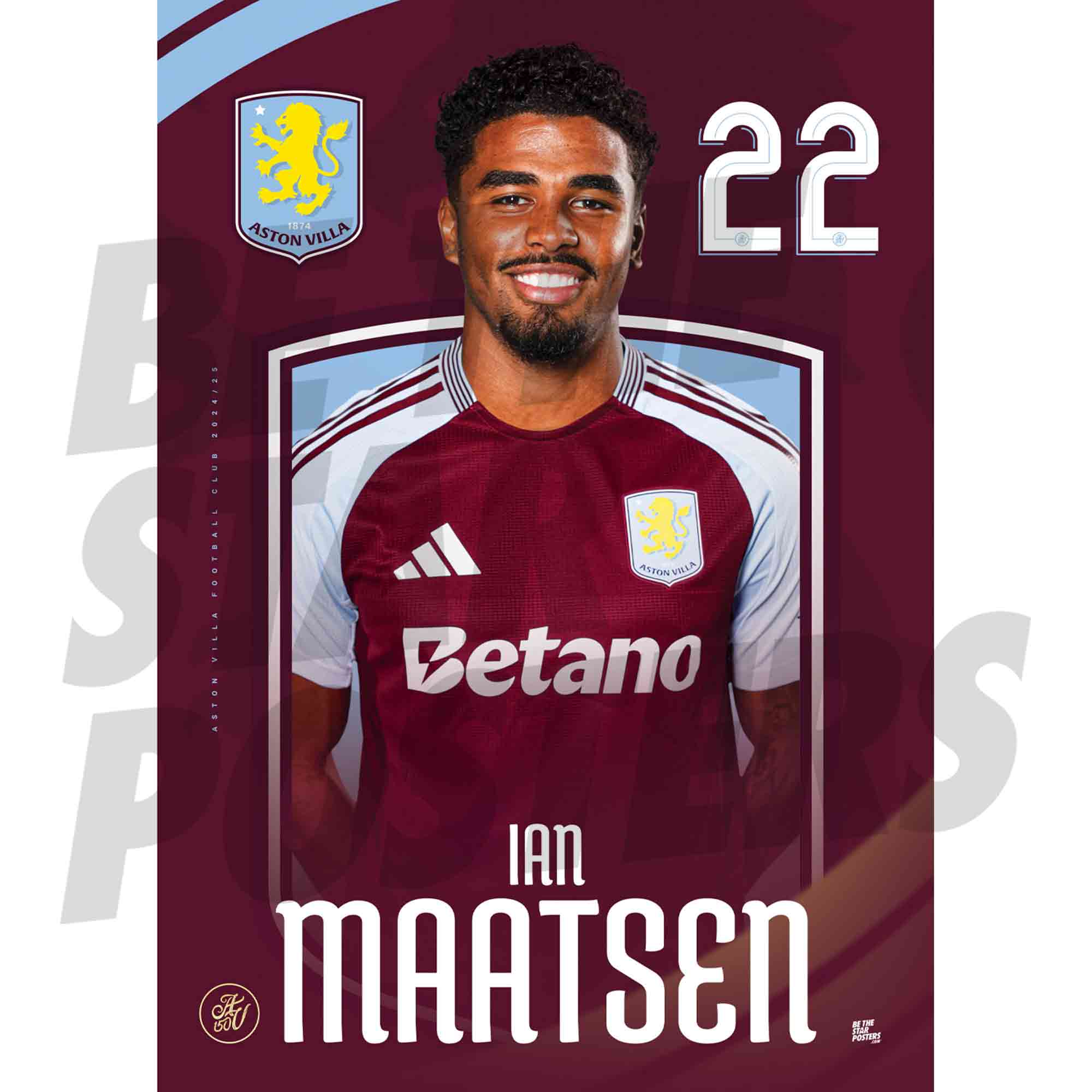 Aston Villa FC Maatsen 24/25 Headshot Poster