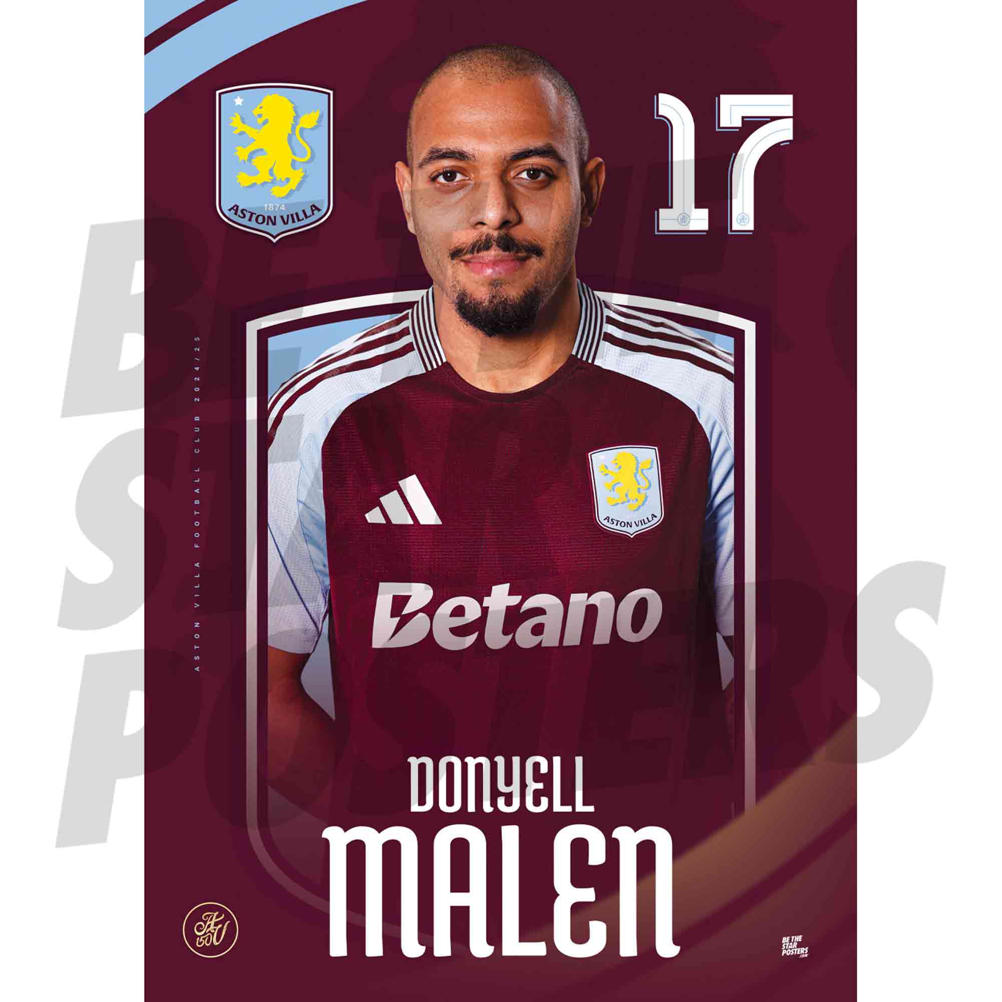 Aston Villa FC Malen 24/25 Headshot Poster