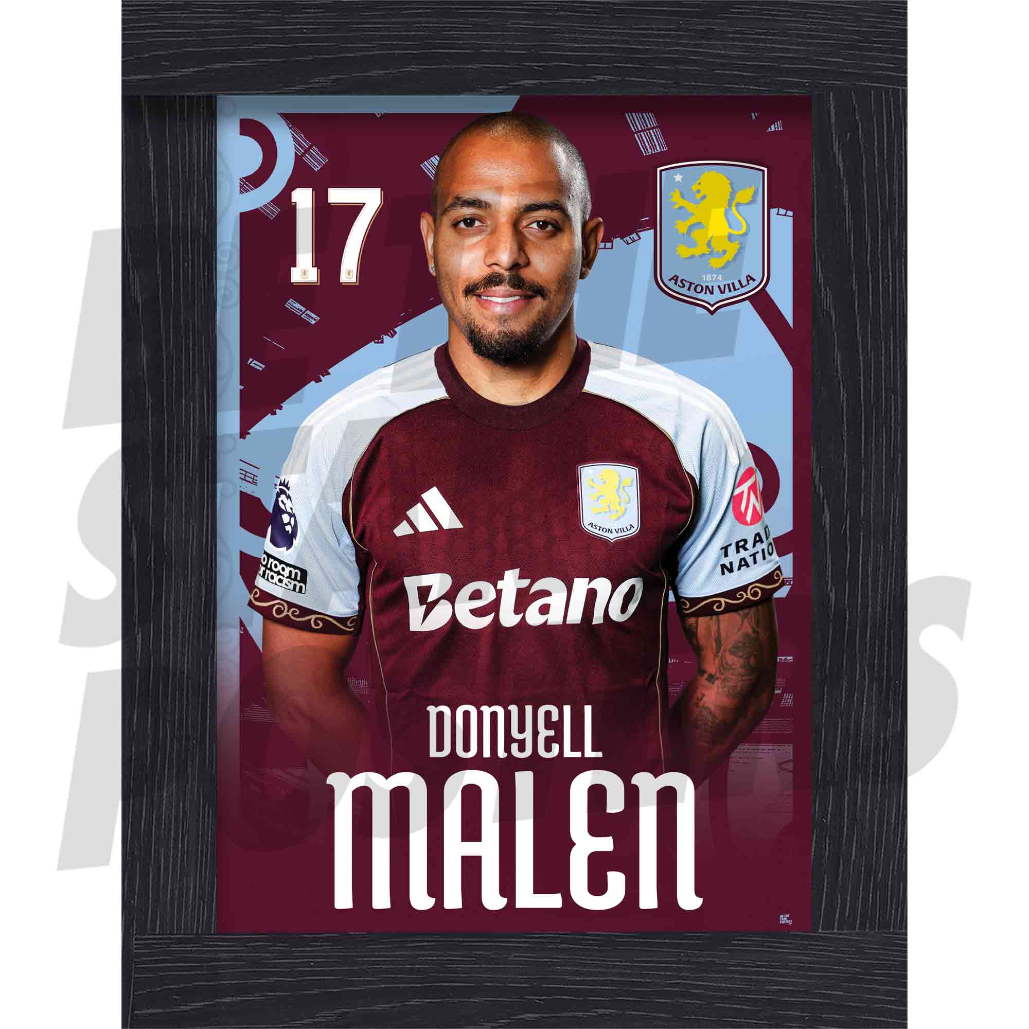 Aston Villa FC Donyell Malen 25/26 Headshot Poster