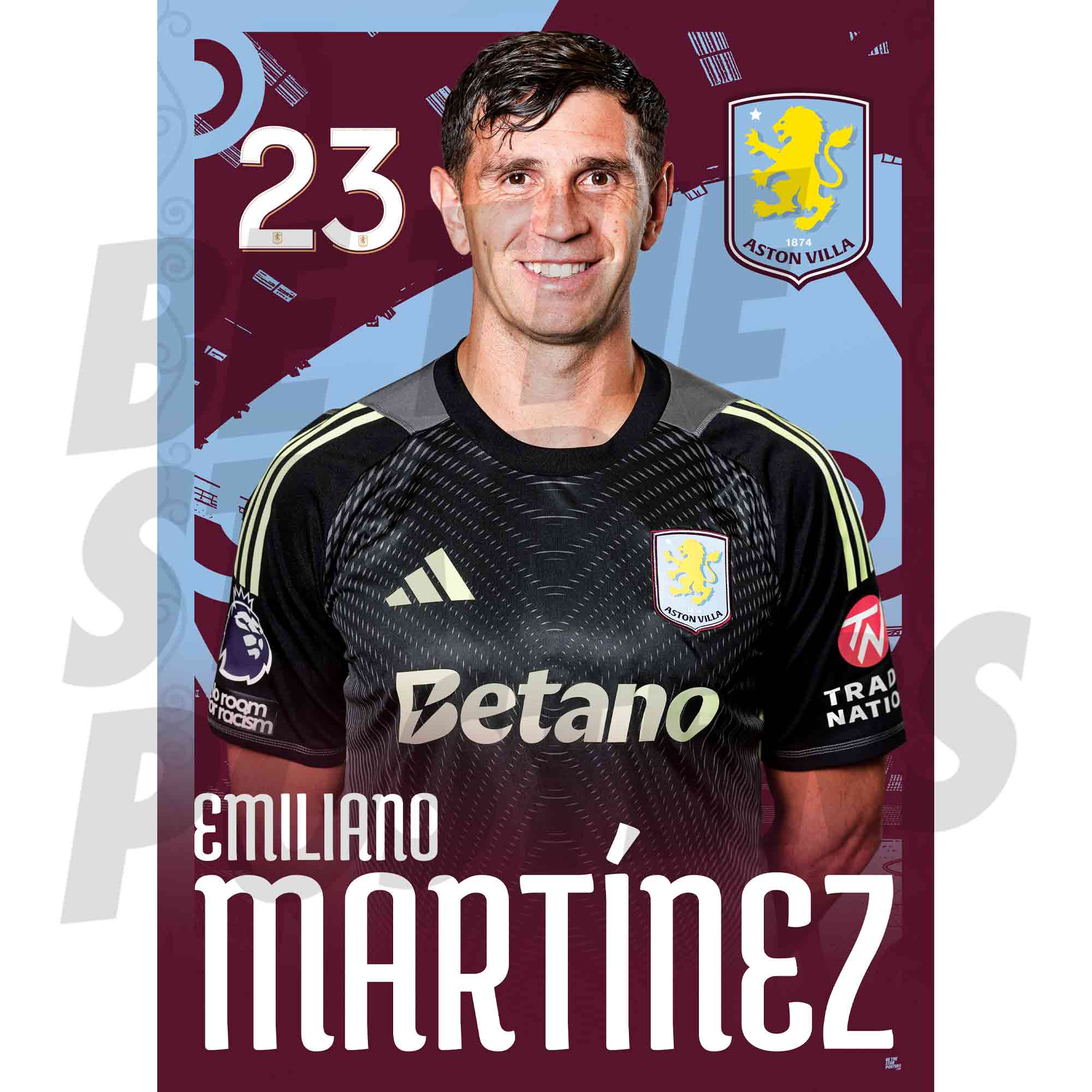 Aston Villa FC Emi Martinez 25/26 Headshot Poster