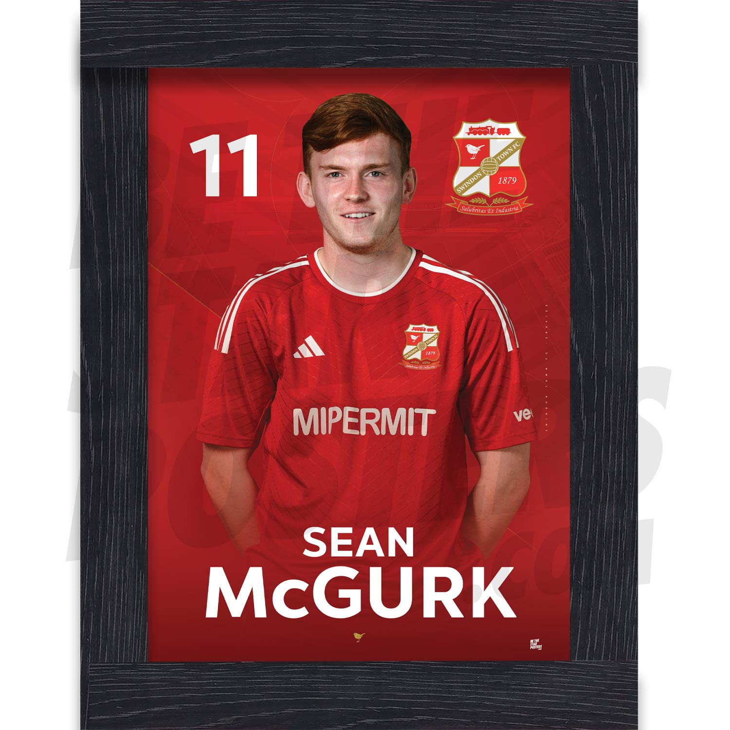 Swindon Town FC McGurk 24/25 Headshot Poster