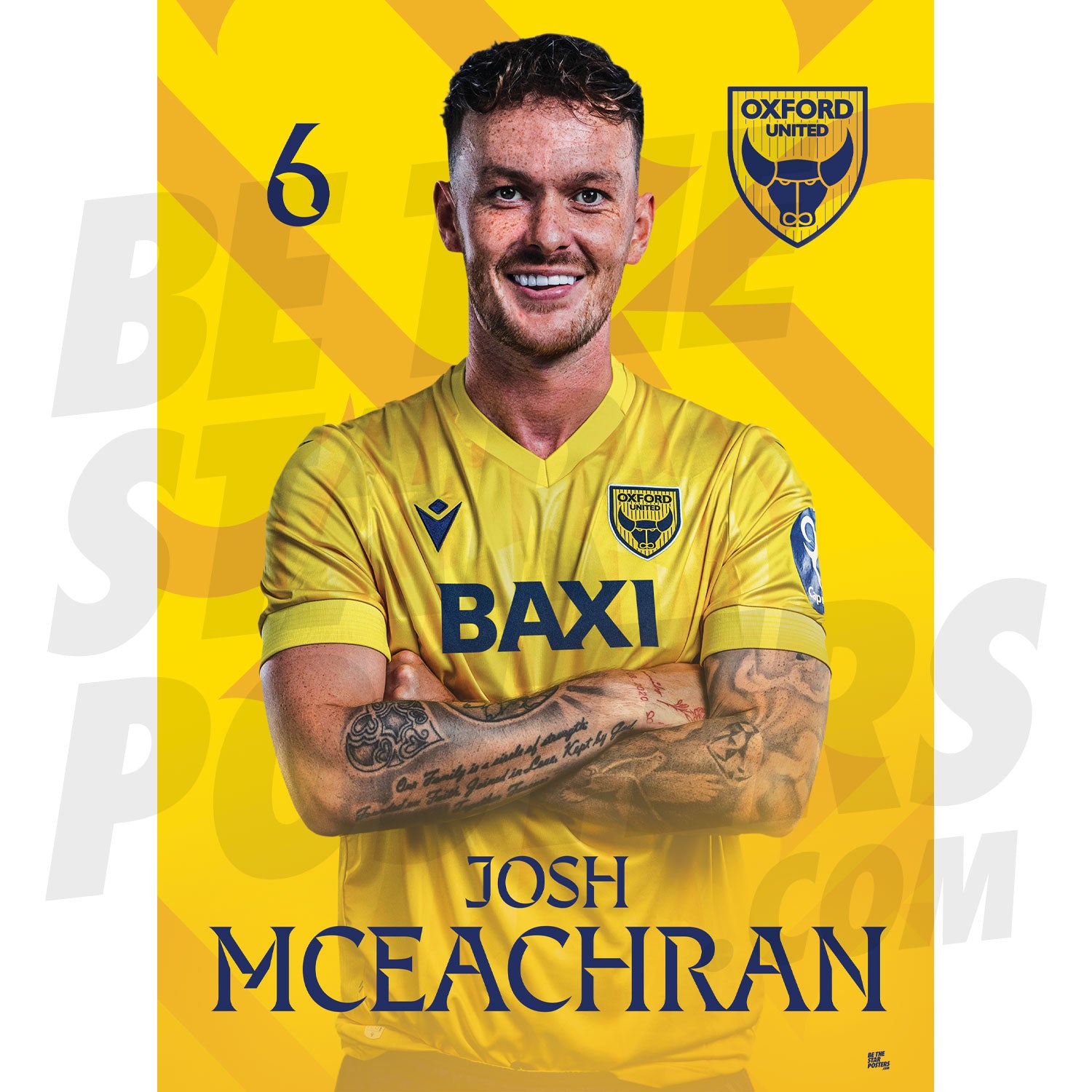 Oxford United FC McEachran 24/25 Headshot Poster