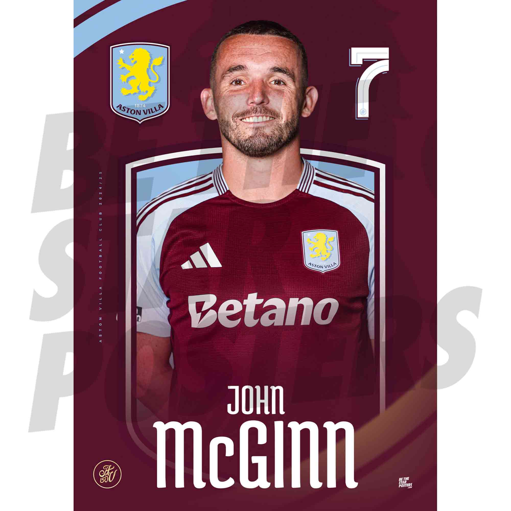 Aston Villa FC McGinn 24/25 Headshot Poster