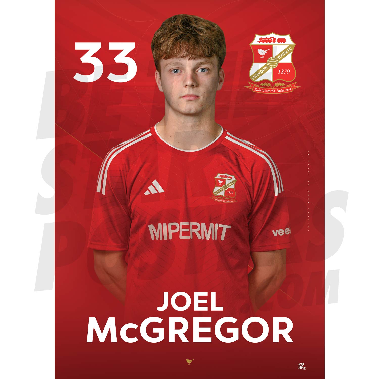 Swindon Town FC McGregor 24/25 Headshot Poster