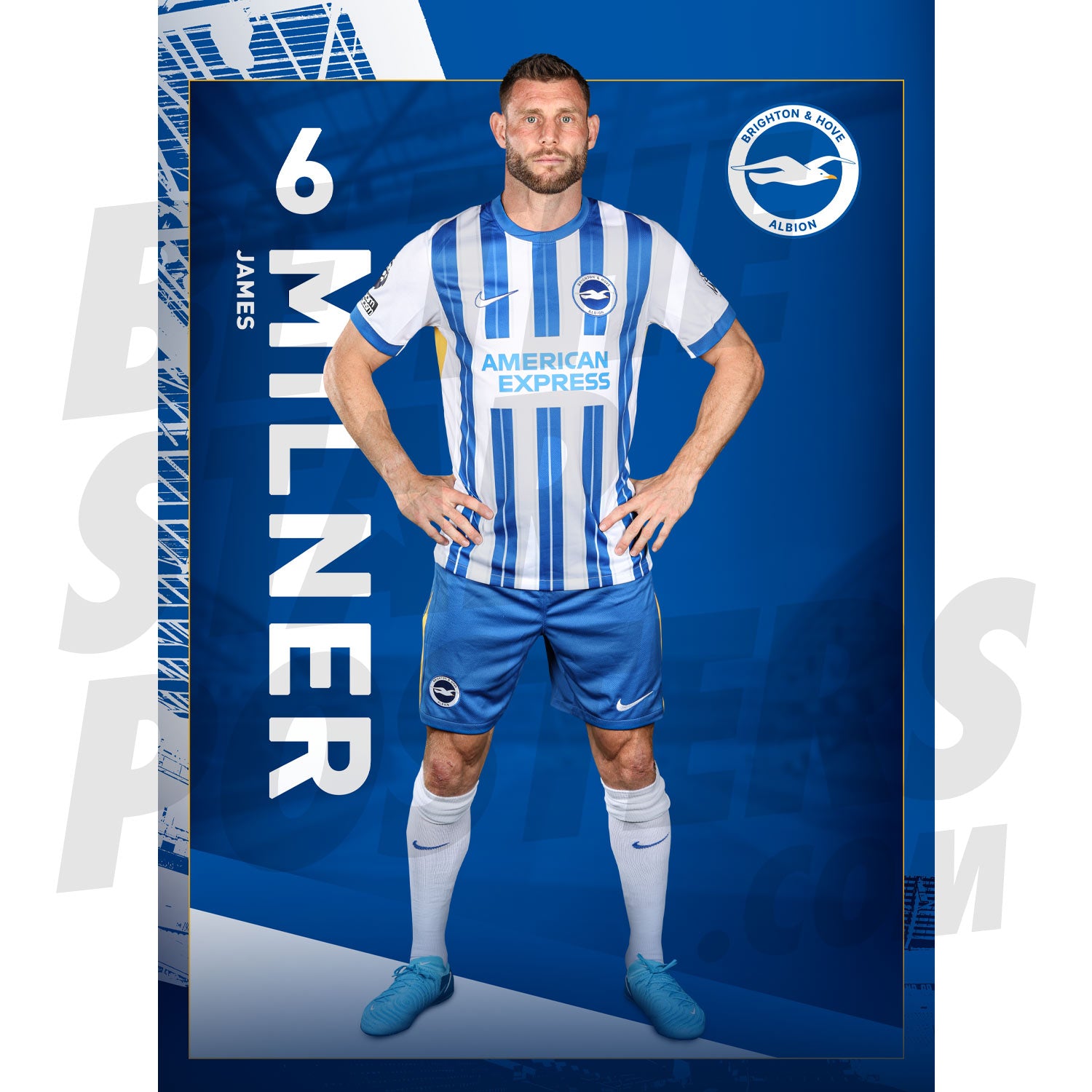 Brighton & Hove Albion FC Milner 24/25 Headshot Poster