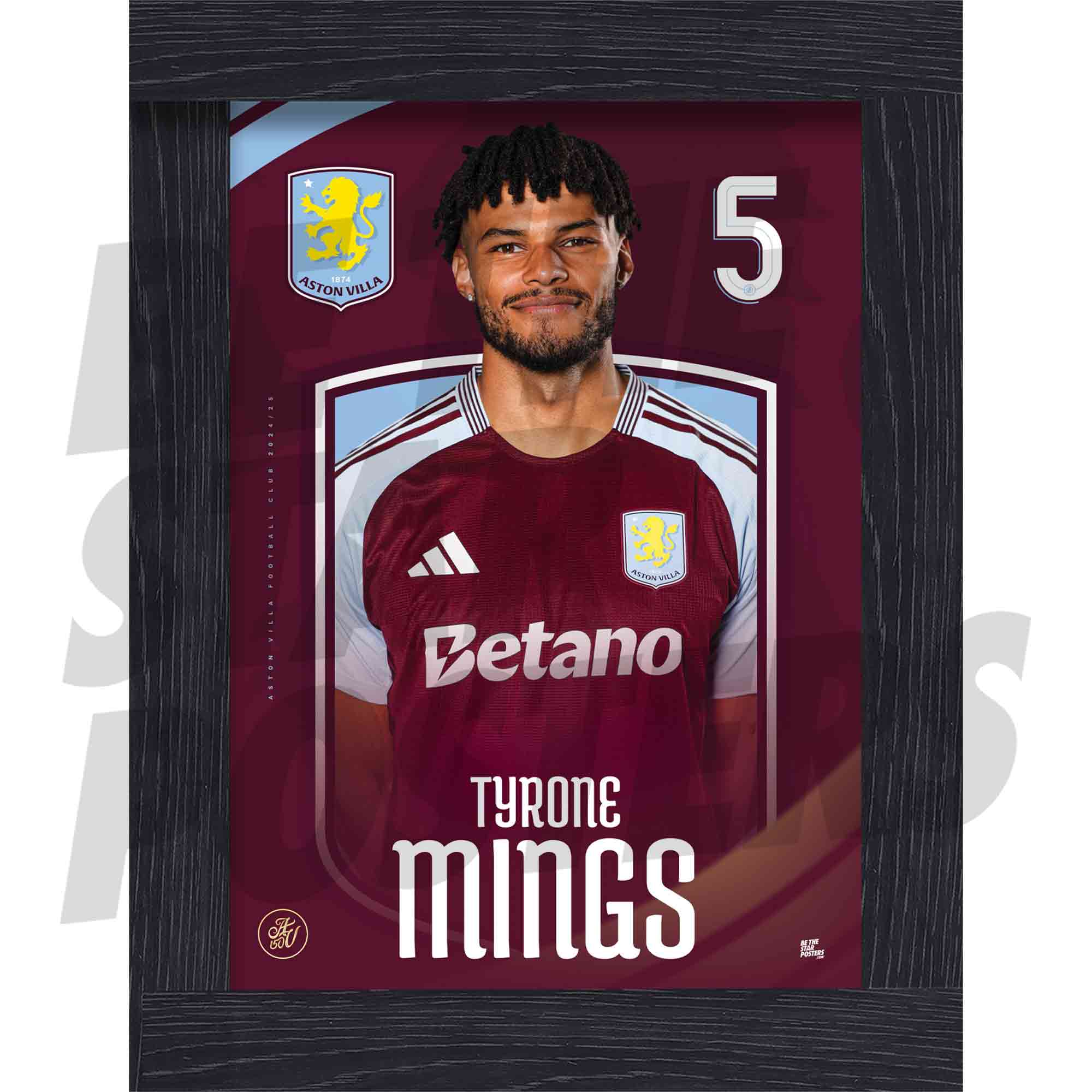 Aston Villa FC Mings 24/25 Headshot Poster
