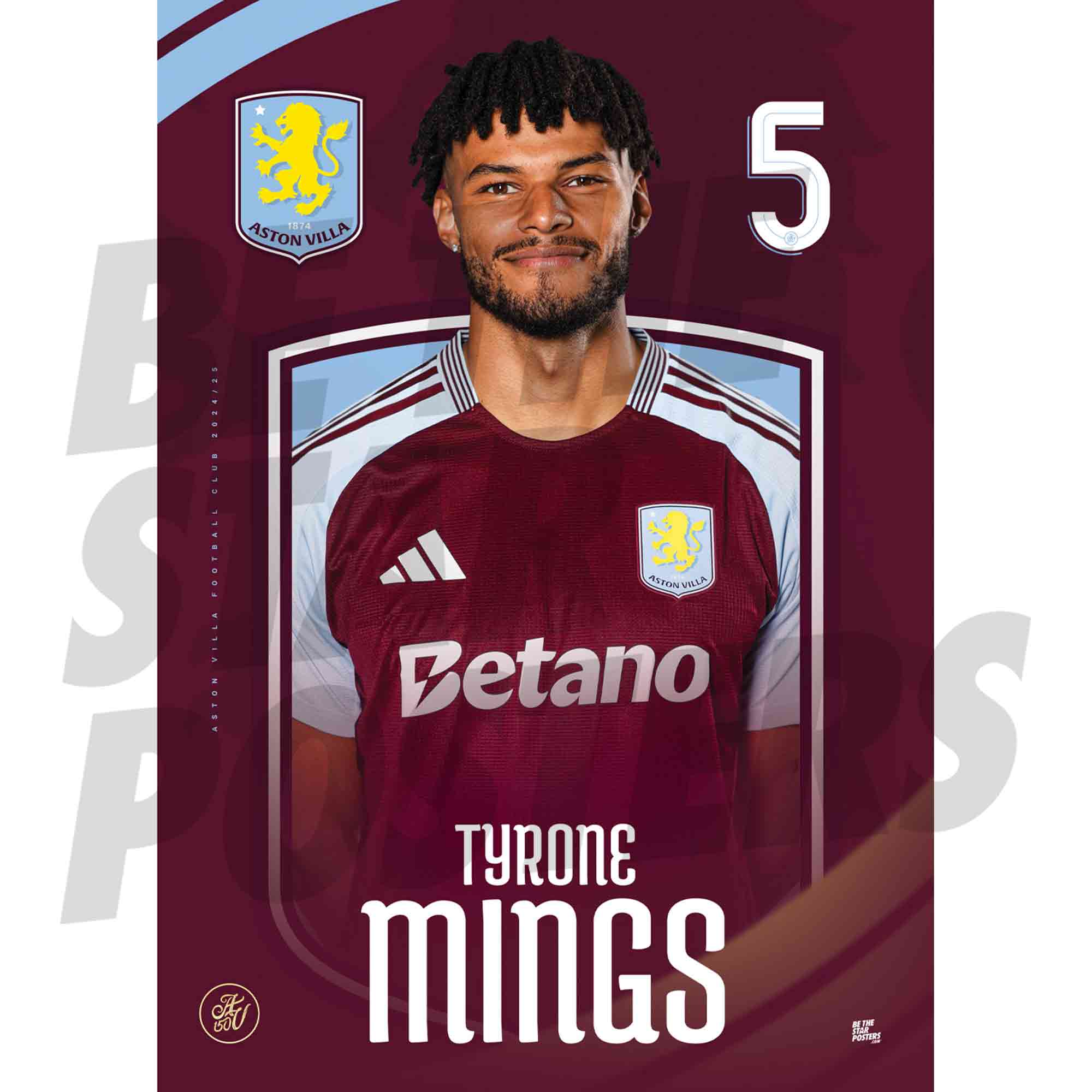 Aston Villa FC Mings 24/25 Headshot Poster