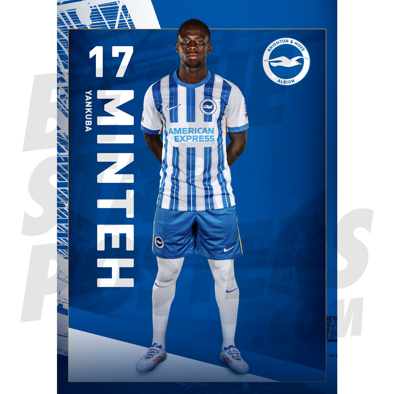 Brighton & Hove Albion FC Minteh 24/25 Headshot Poster
