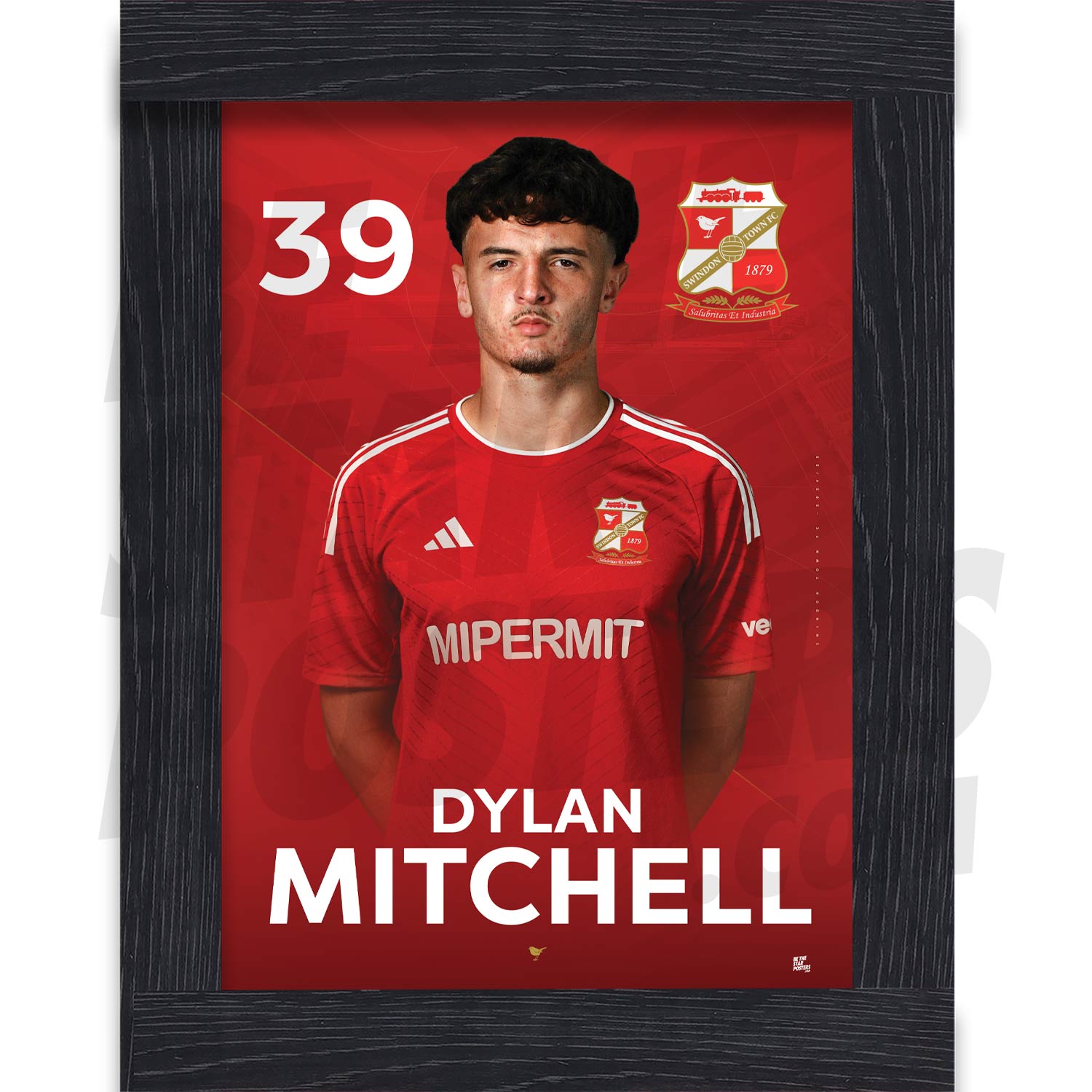 Swindon Town FC Mitchell 24/25 Headshot Poster