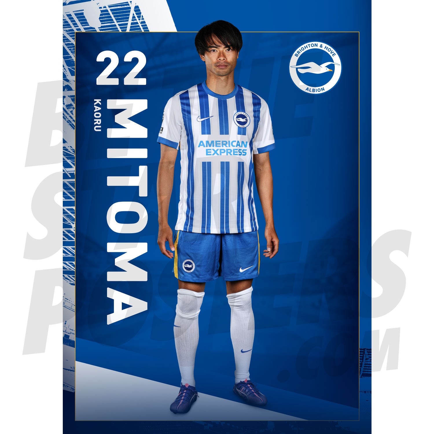Brighton & Hove Albion FC Mitoma 24/25 Headshot Poster