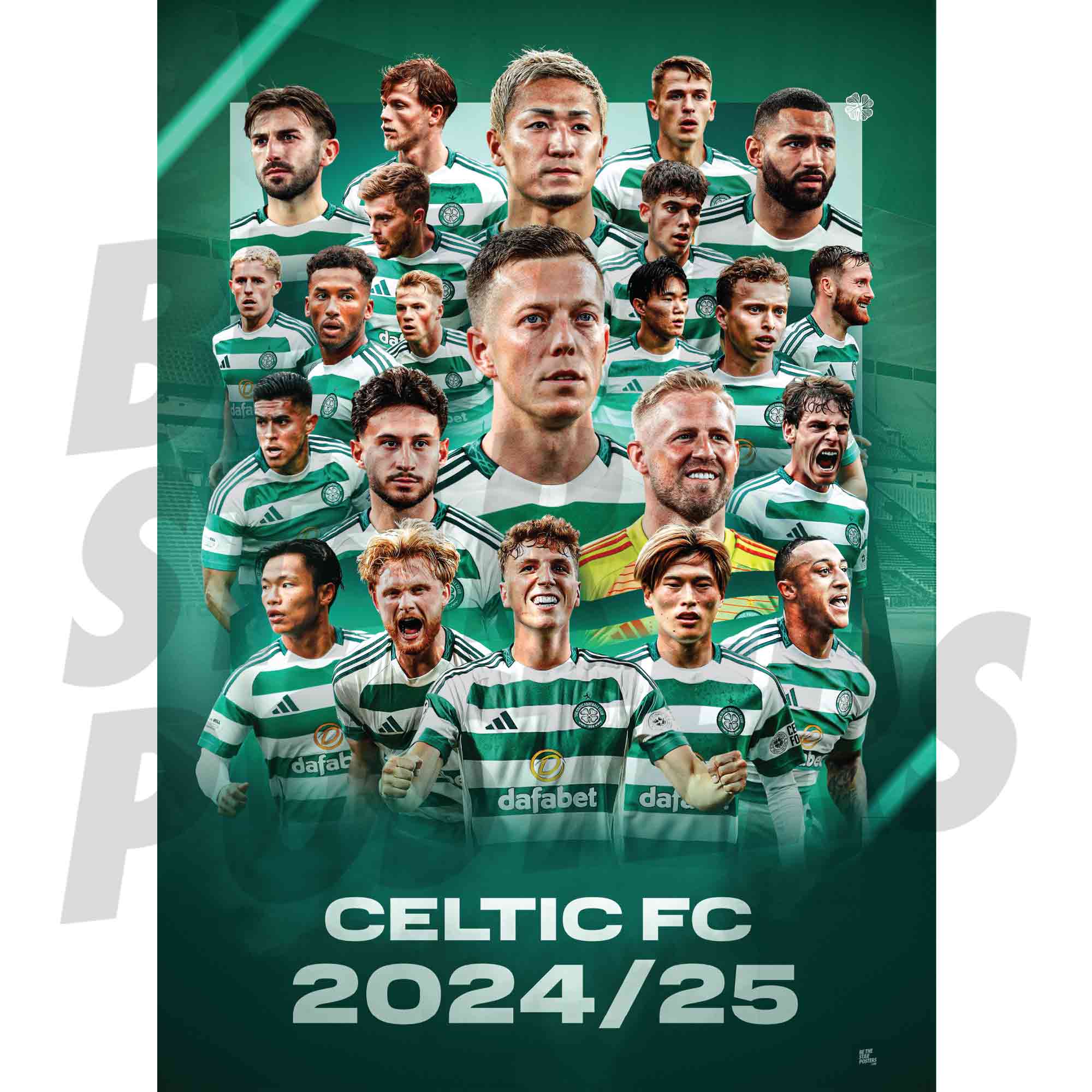 Celtic FC Squad 24/25 Team Montage Poster