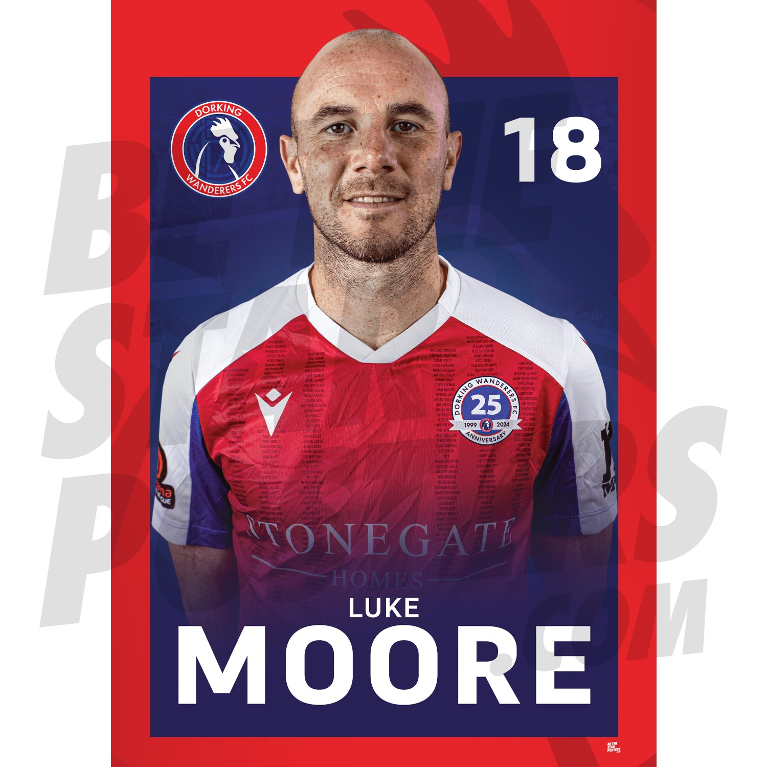 Dorking Wanderers FC Moore 24/25 Headshot Poster