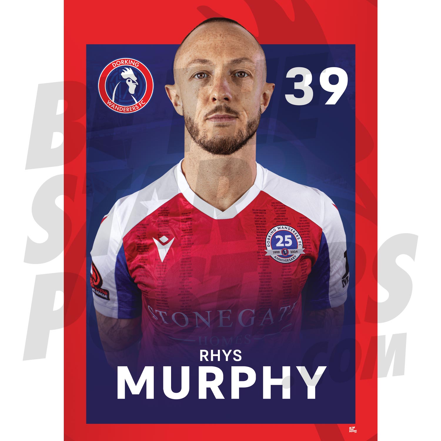 Dorking Wanderers FC Murphy 24/25 Headshot Poster