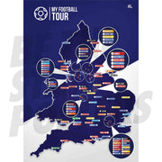 My Football Tour Map A2 Poster - Navy / White
