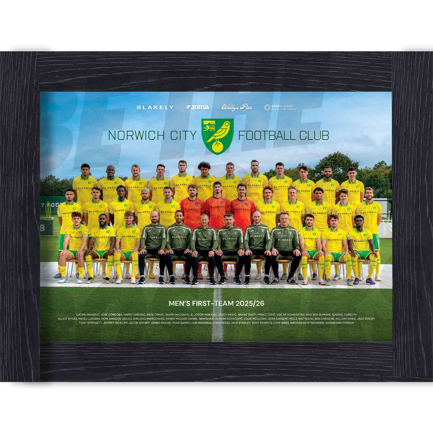 Norwich City FC Men's 25/26 Squad Team Poster