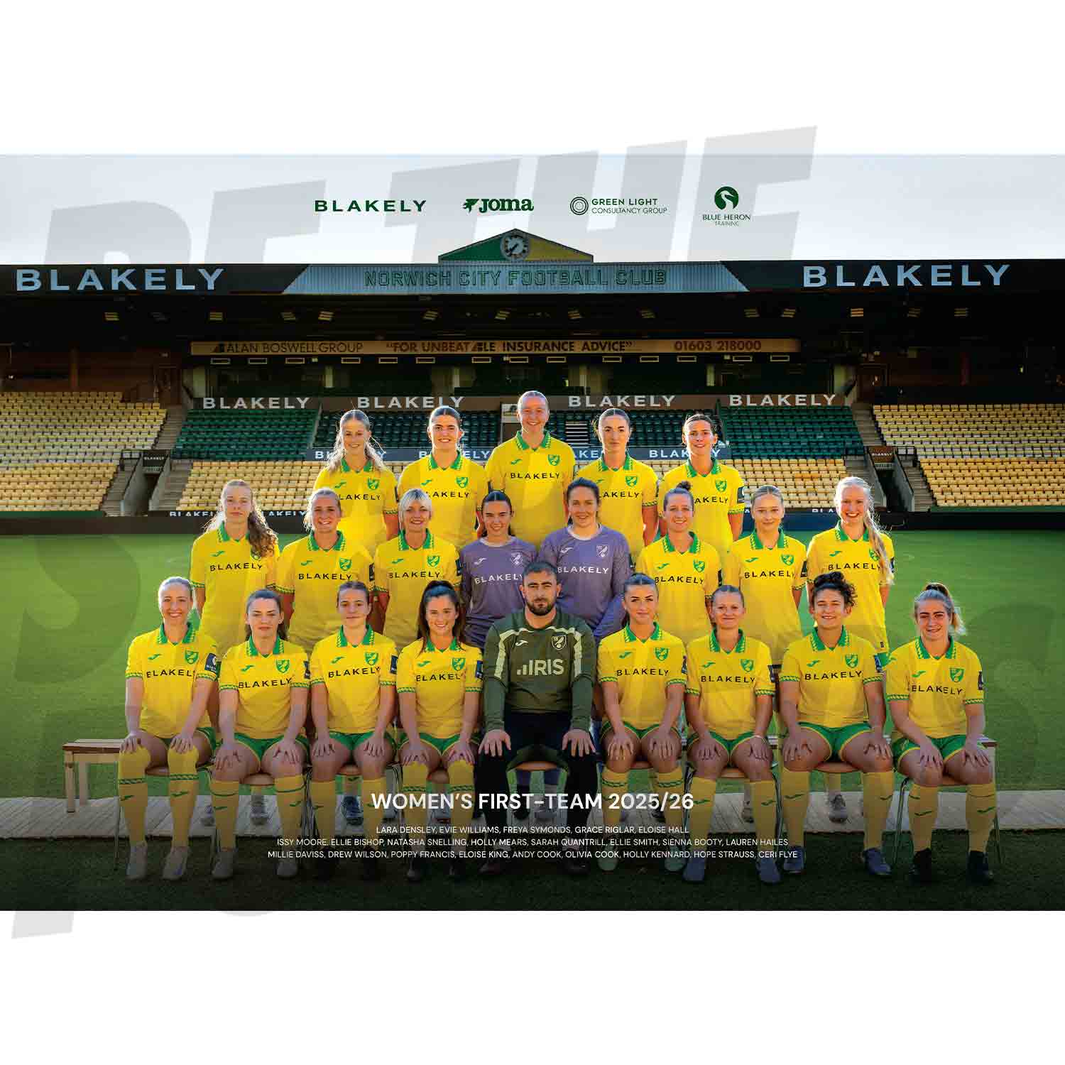 Norwich City FC Women's 25/26 Squad Team Poster