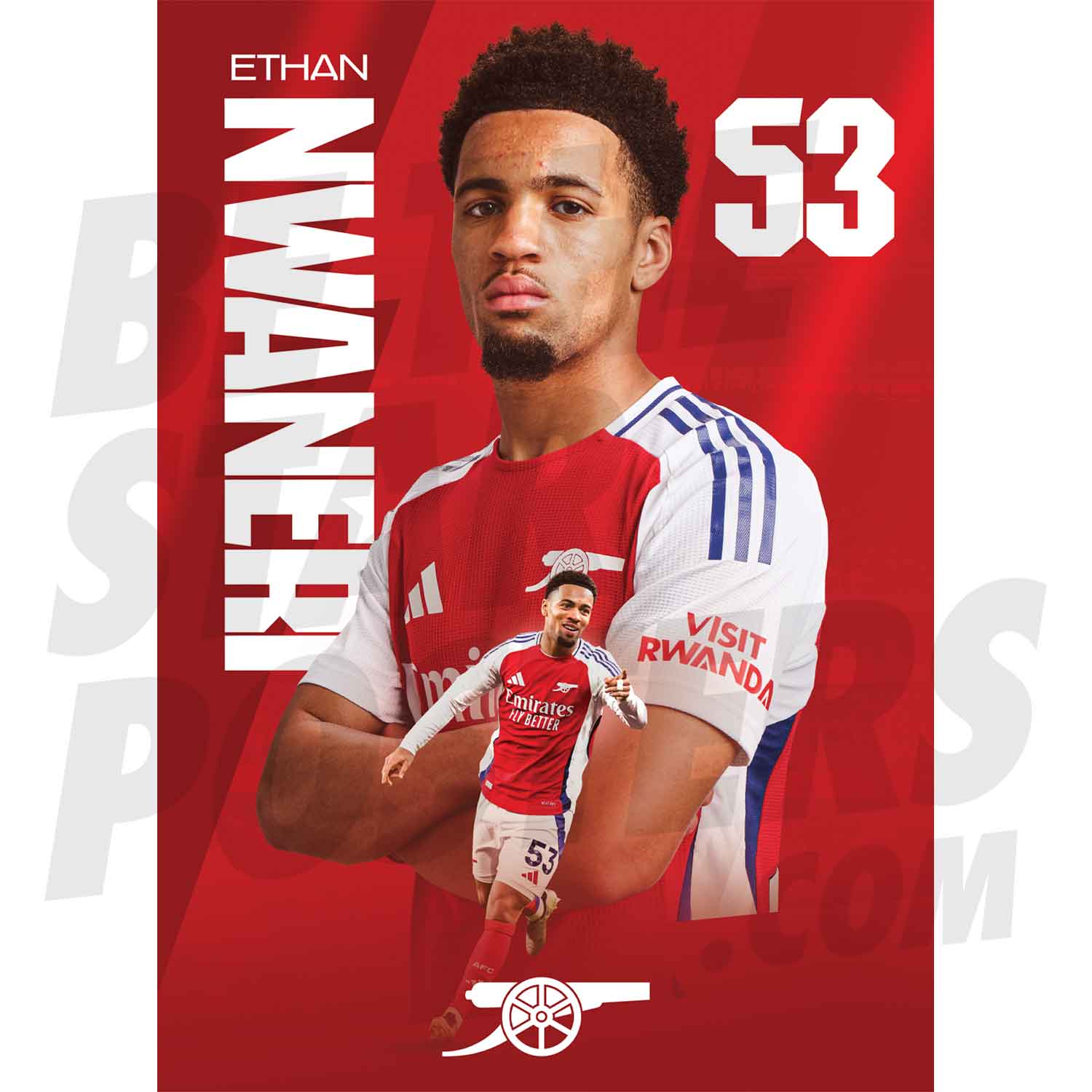 Arsenal FC Nwaneri 24/25 Action Poster