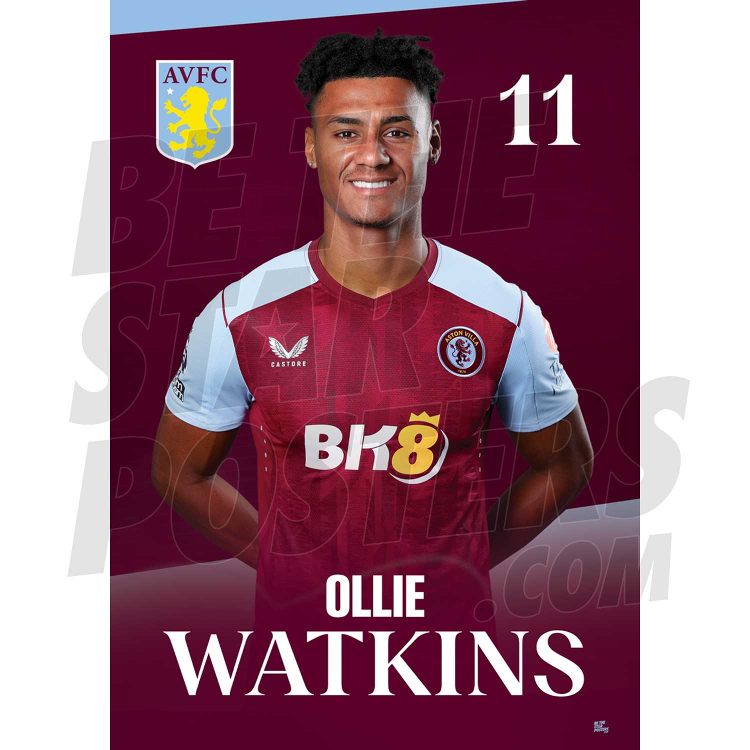 Aston Villa FC Watkins 23/24 Headshot Poster