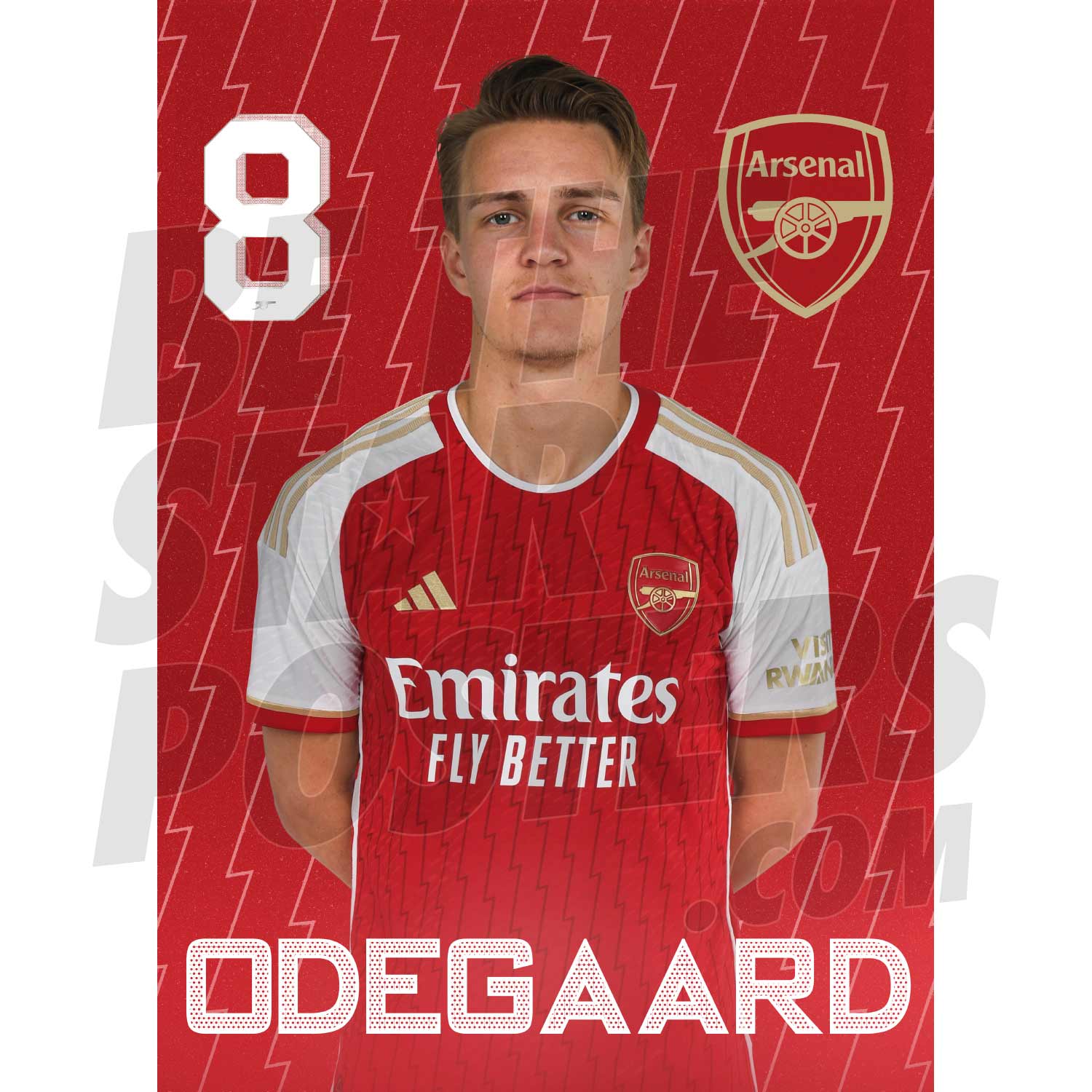 Arsenal FC Odegaard 23/24 Headshot Poster