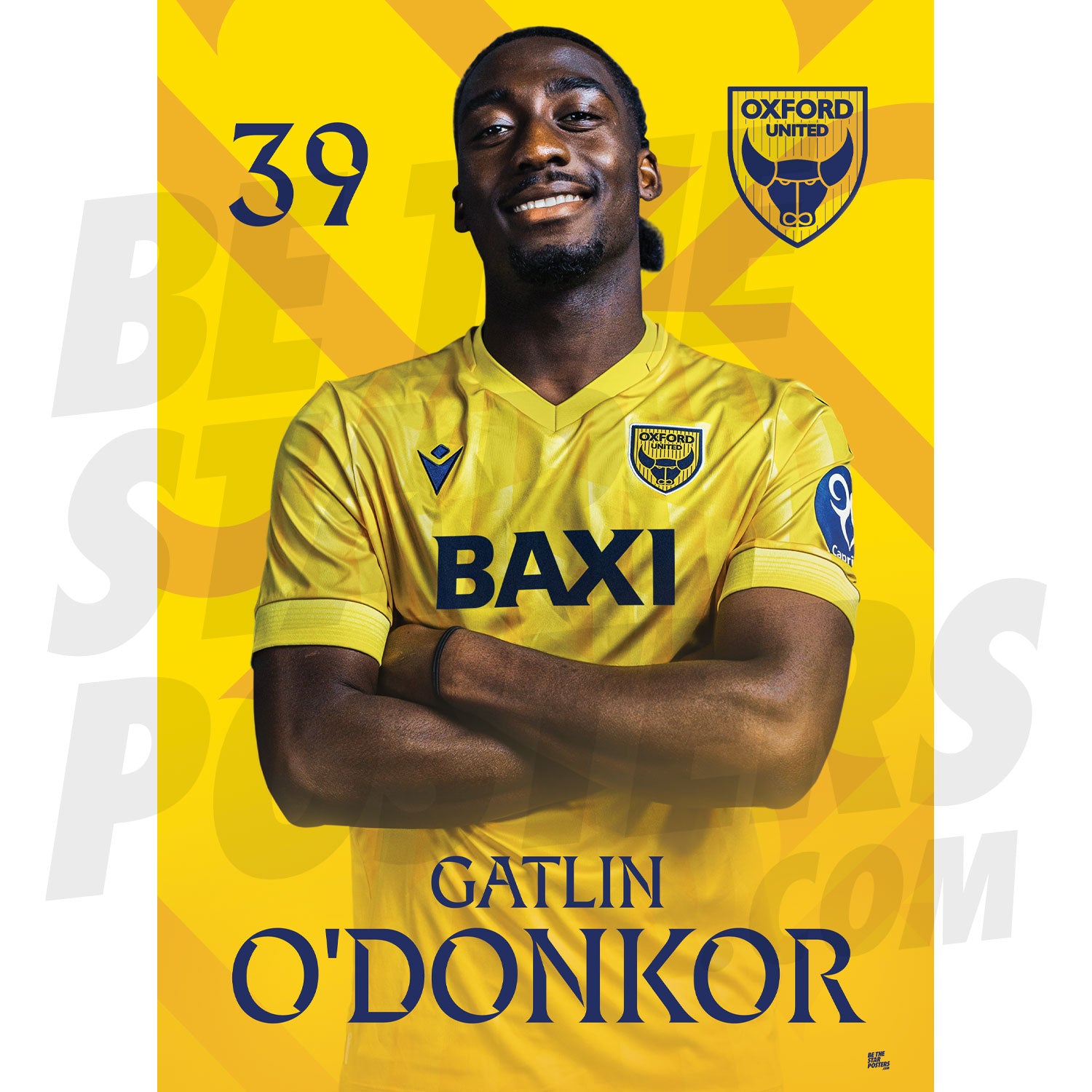 Oxford United FC O'Donkor 24/25 Headshot Poster