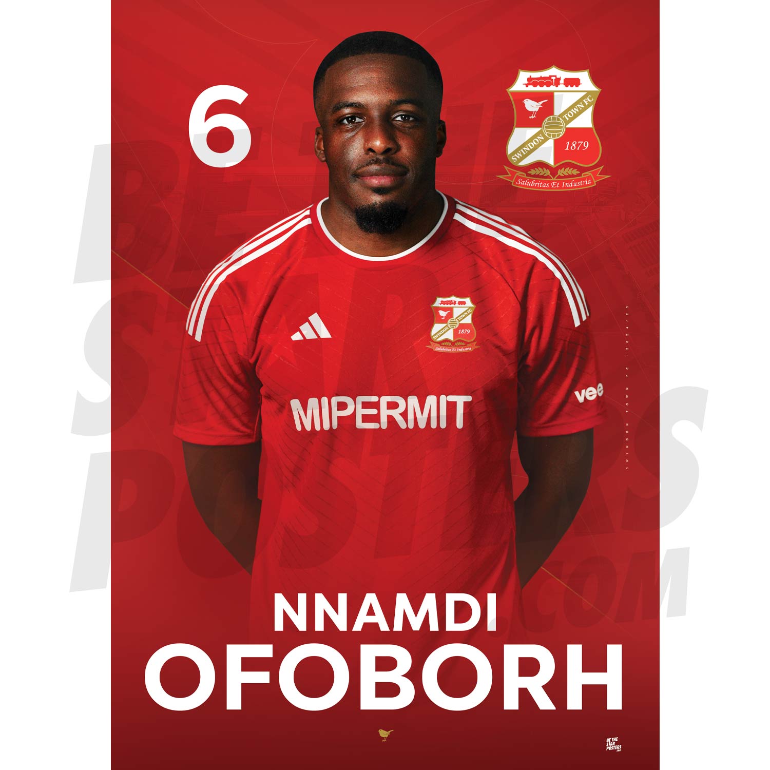 Swindon Town FC Ofoborh 24/25 Headshot Poster