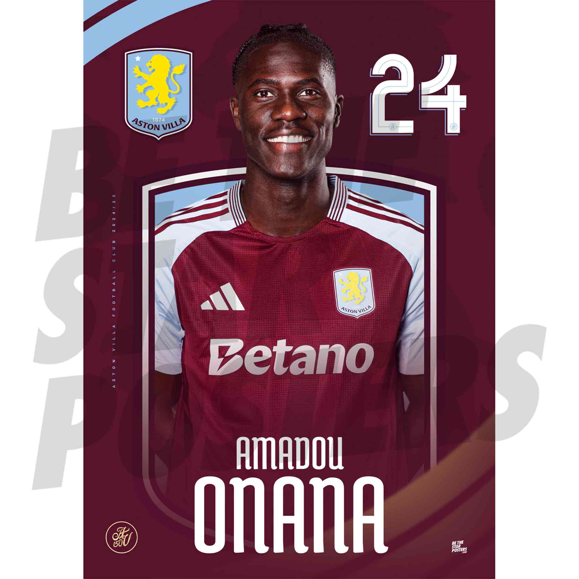 Aston Villa FC Onana 24/25 Headshot Poster