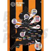 My Football Tour Map A2 Poster - Orange / Black