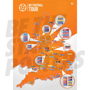 My Football Tour Map A2 Poster - Orange / White