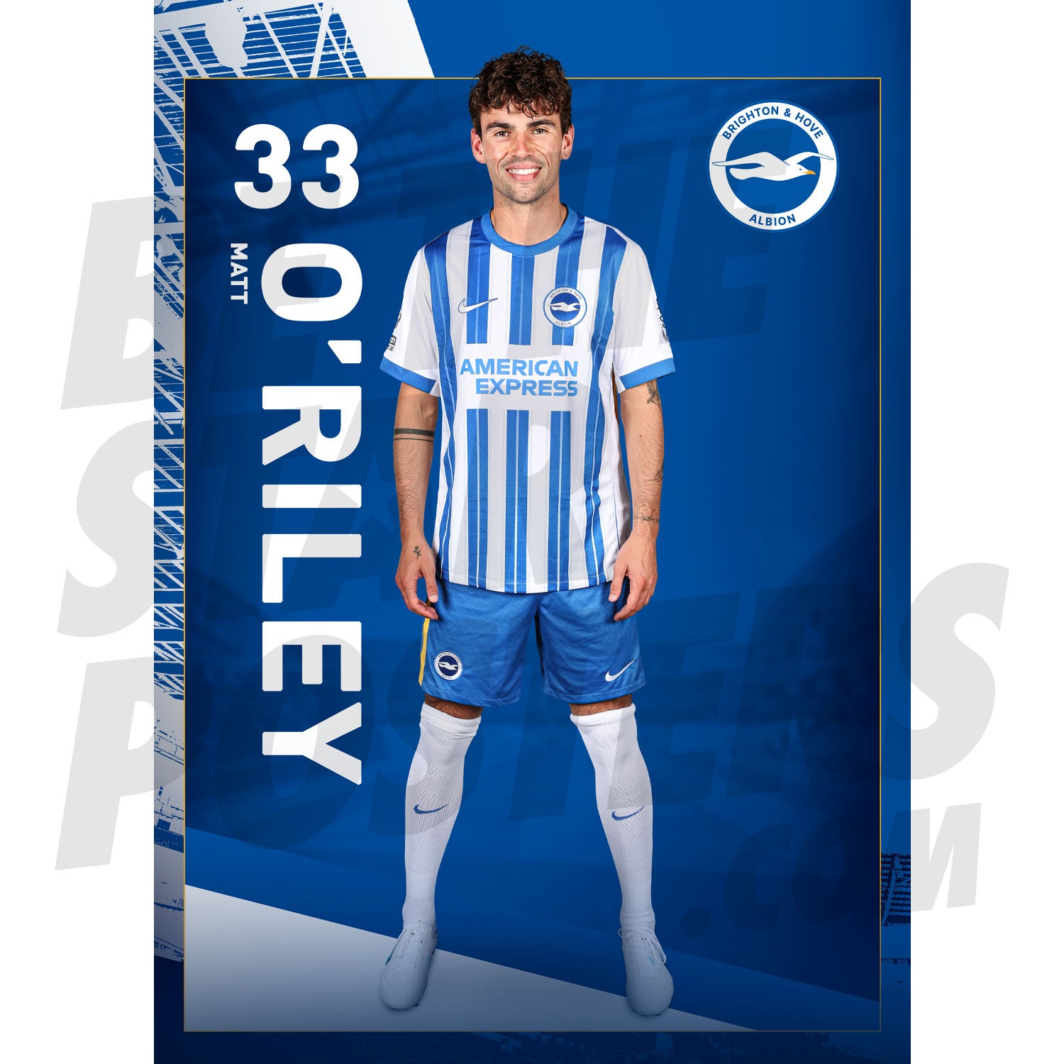 Brighton & Hove Albion FC O'Riley 24/25 Headshot Poster