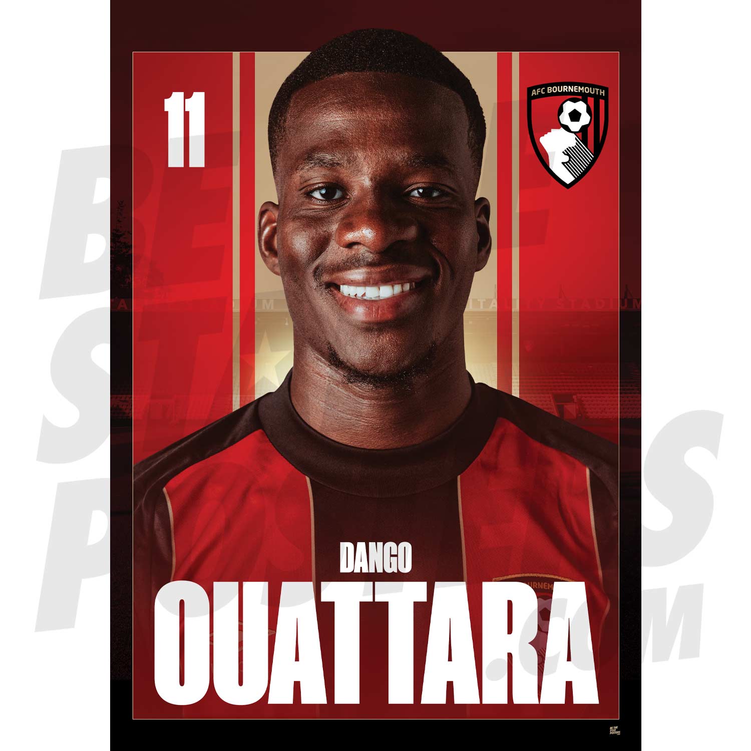 AFC Bournemouth Ouattara 24/25 Headshot Poster