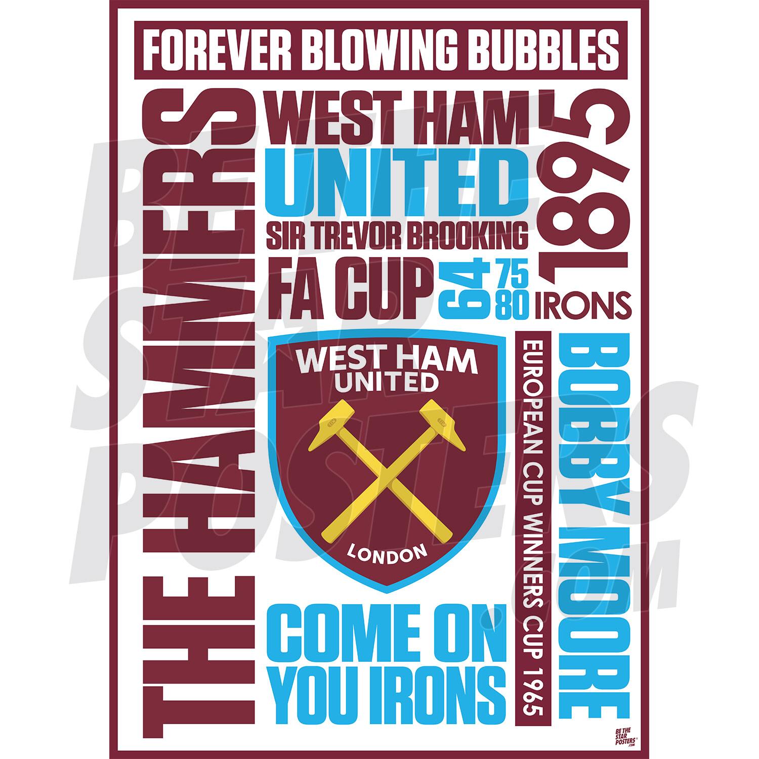 West Ham United FC Word Poster