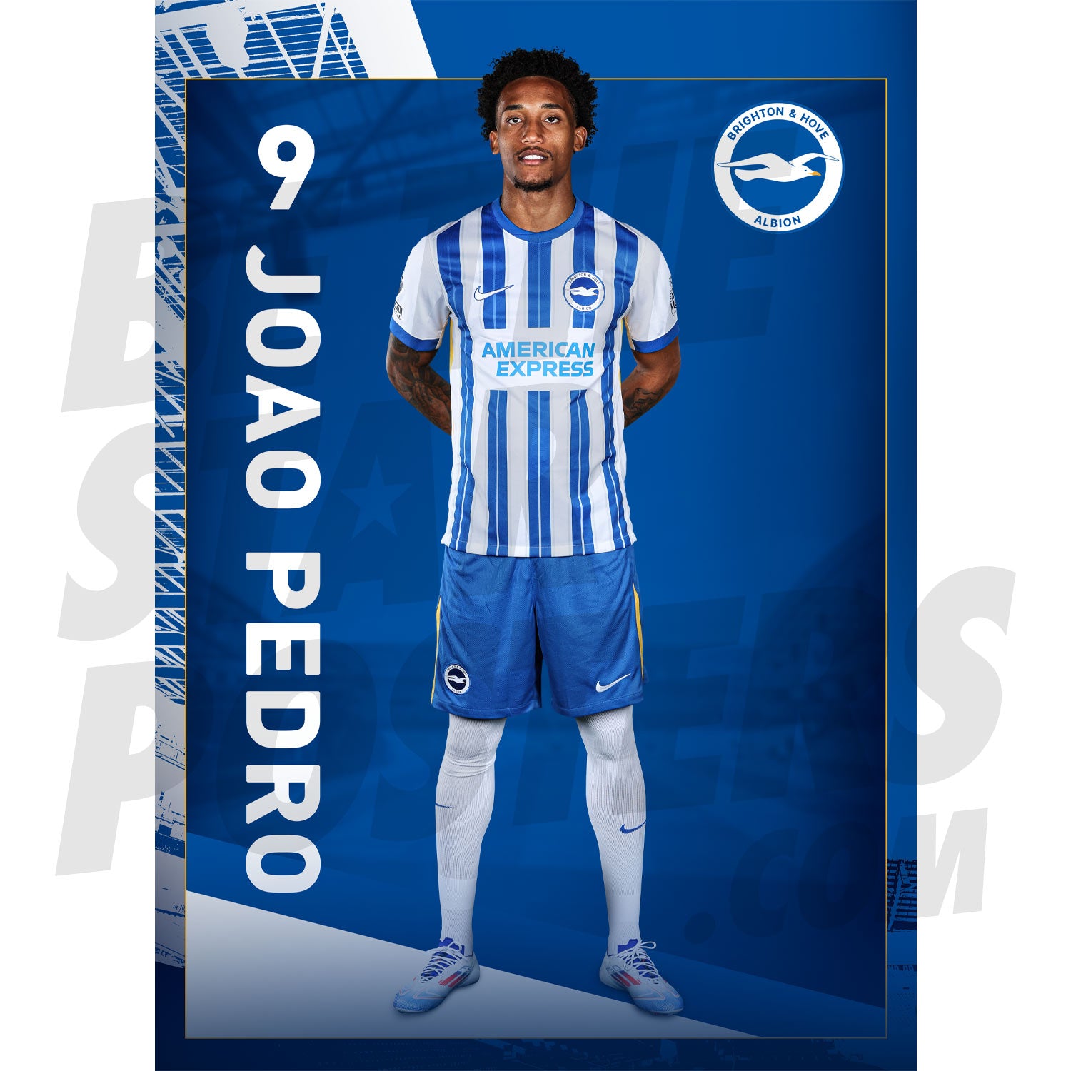 Brighton & Hove Albion FC Joao Pedro 24/25 Headshot Poster