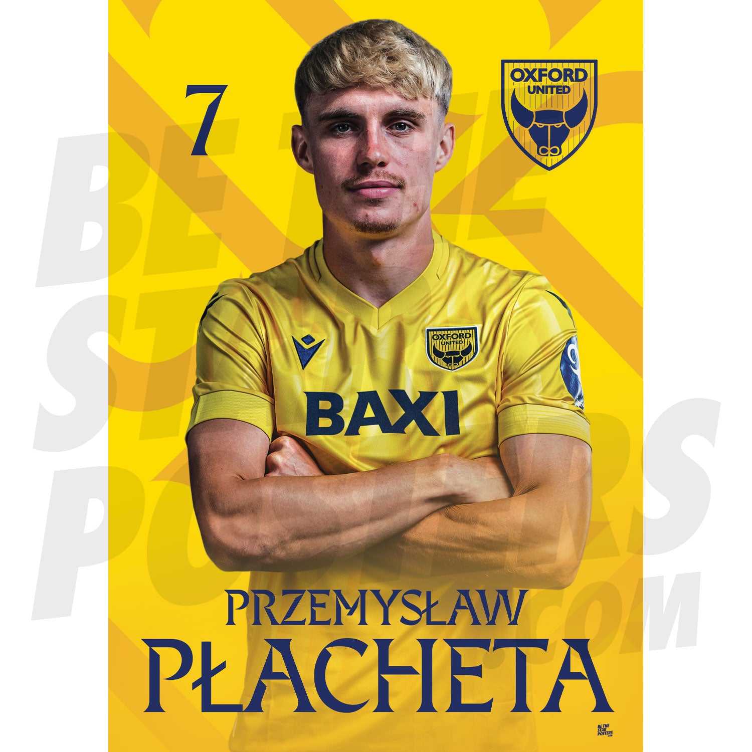 Oxford United FC Placheta 24/25 Headshot Poster