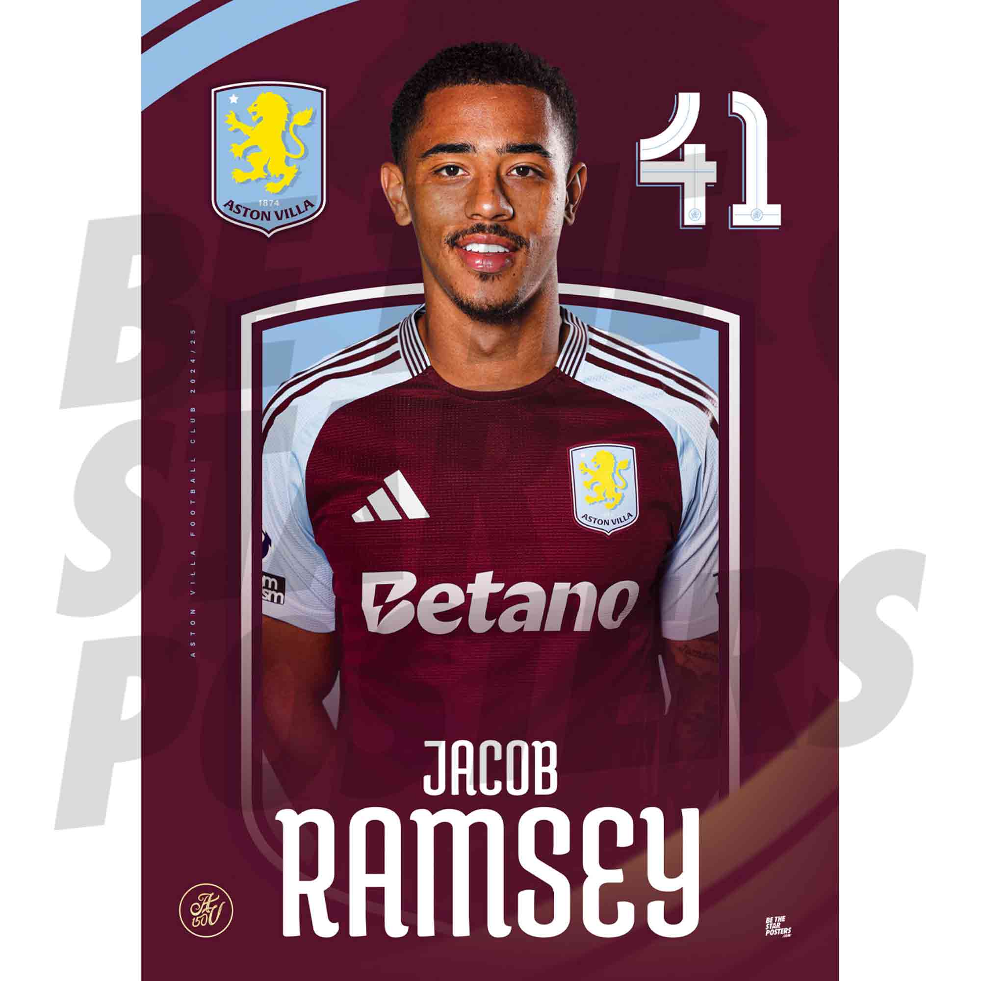Aston Villa FC Ramsey 24/25 Headshot Poster
