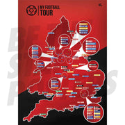 My Football Tour Map A2 Poster - Red / Black
