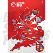 My Football Tour Map A2 Poster - Red / White