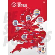 My Football Tour Map A2 Poster - Red / White - Reds On Tour