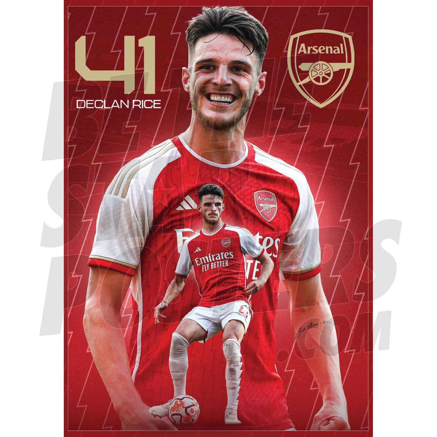 Arsenal FC Rice 23/24 Action Poster