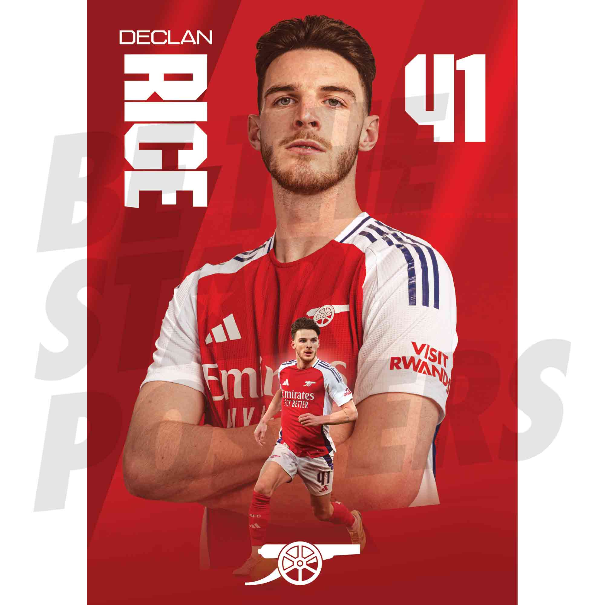 Arsenal FC Rice 24/25 Action Poster