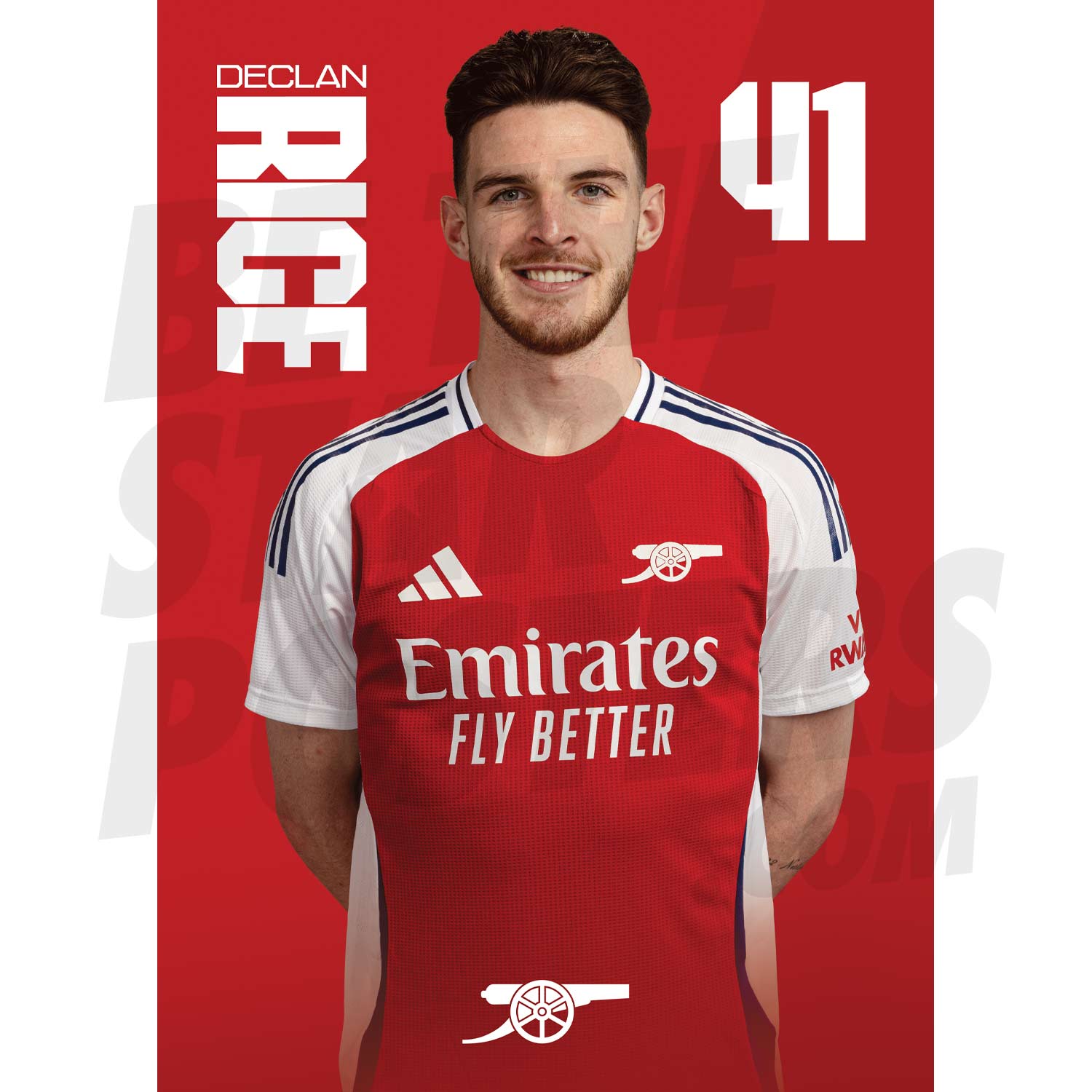 Arsenal FC Rice 24/25 Headshot Poster
