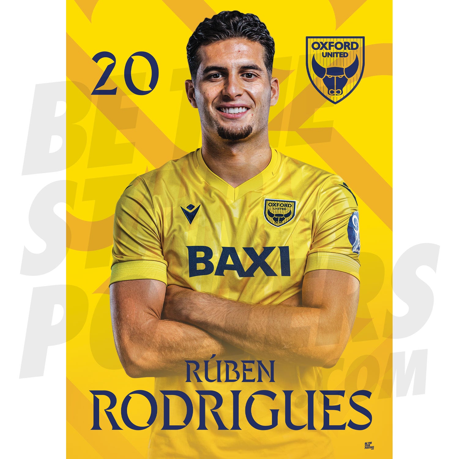 Oxford United FC Rodrigues 24/25 Headshot Poster
