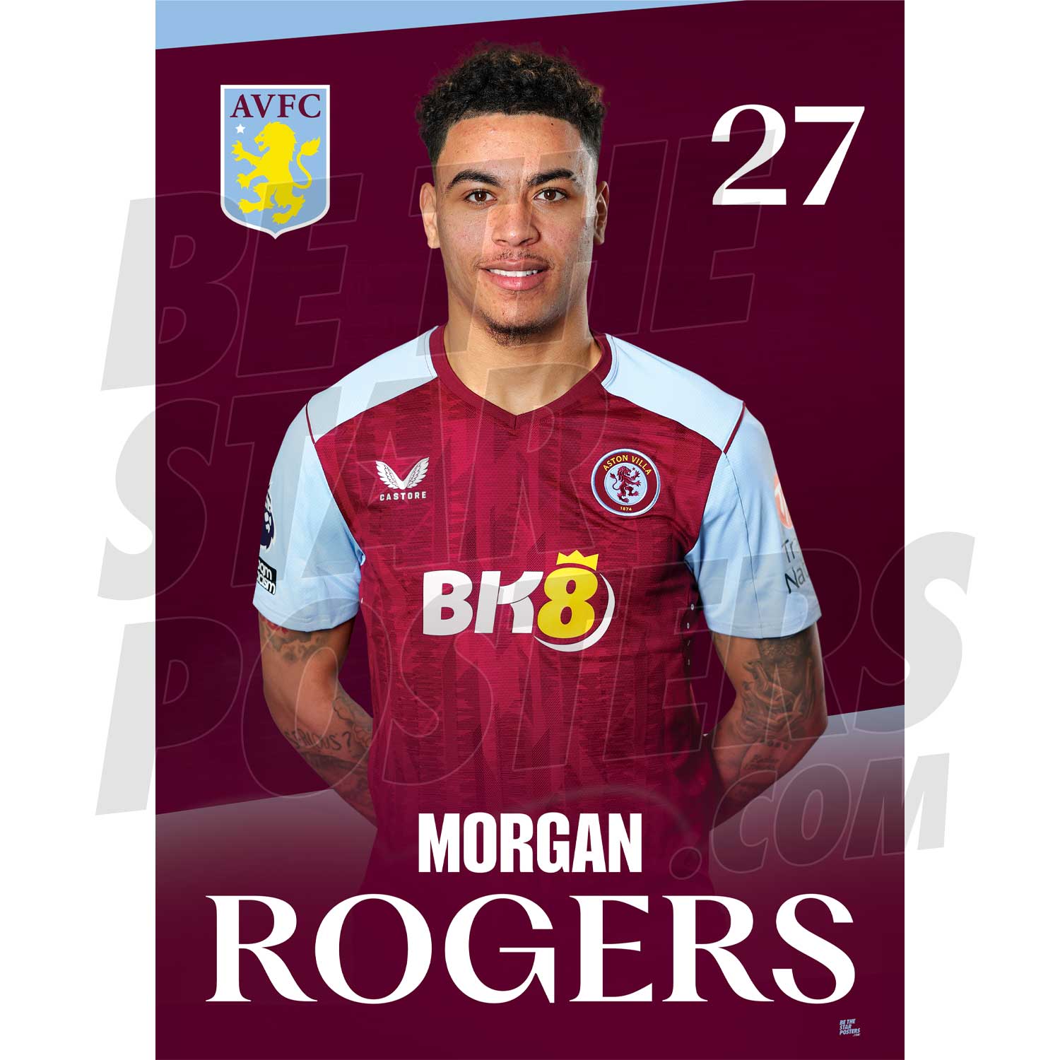 Aston Villa FC Rogers 23/24 Headshot Poster