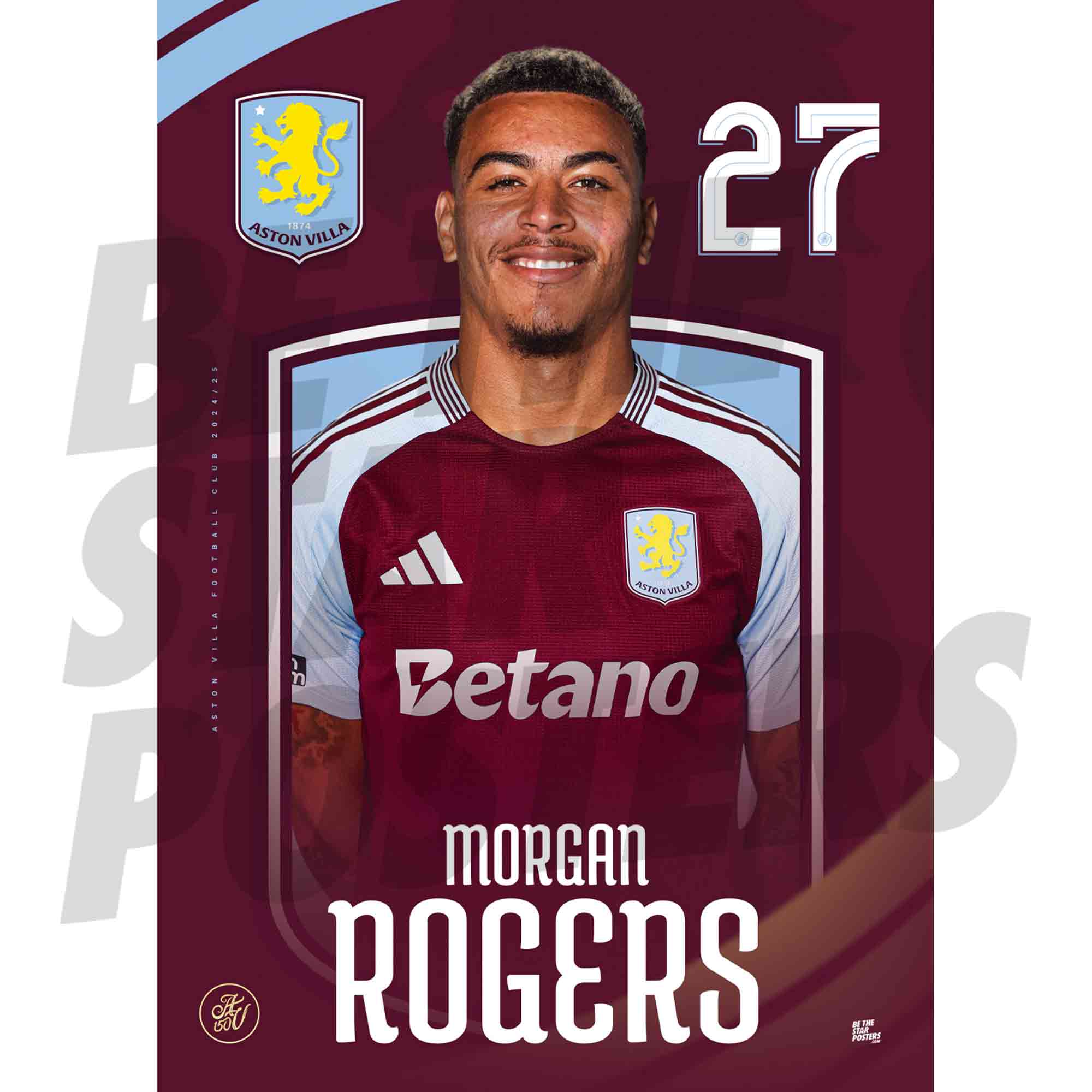 Aston Villa FC Rogers 24/25 Headshot Poster