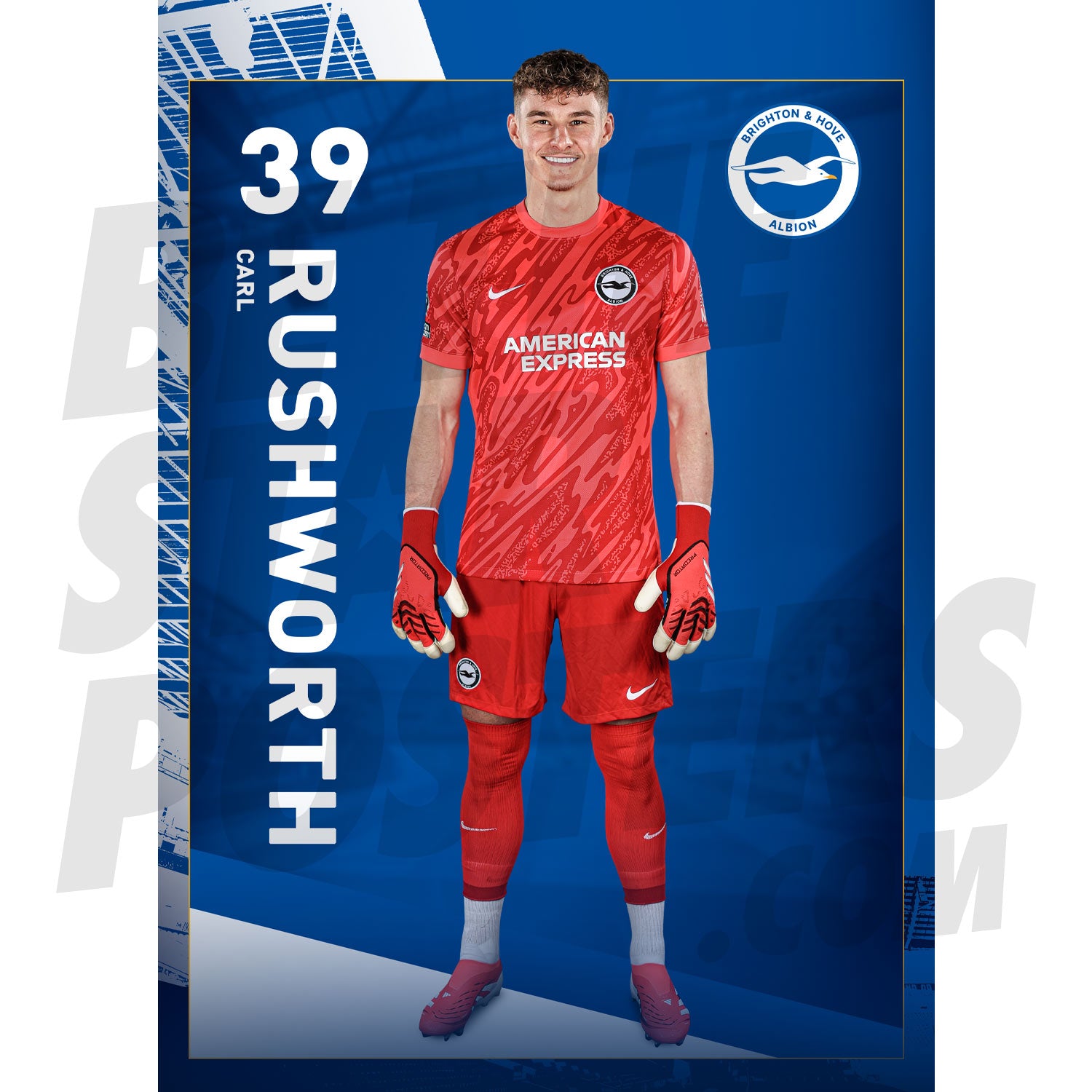 Brighton & Hove Albion FC Rushworth 24/25 Headshot Poster