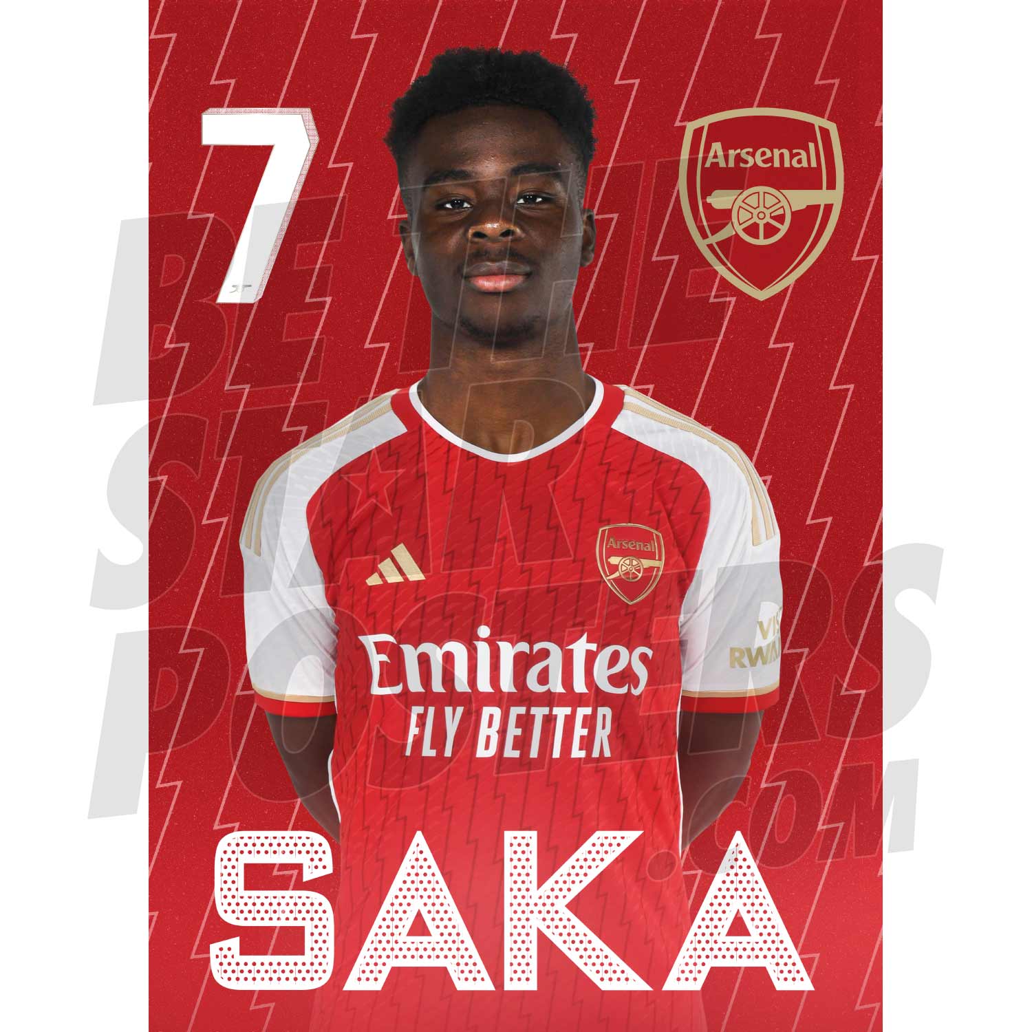 Arsenal FC Saka 23/24 Headshot Poster