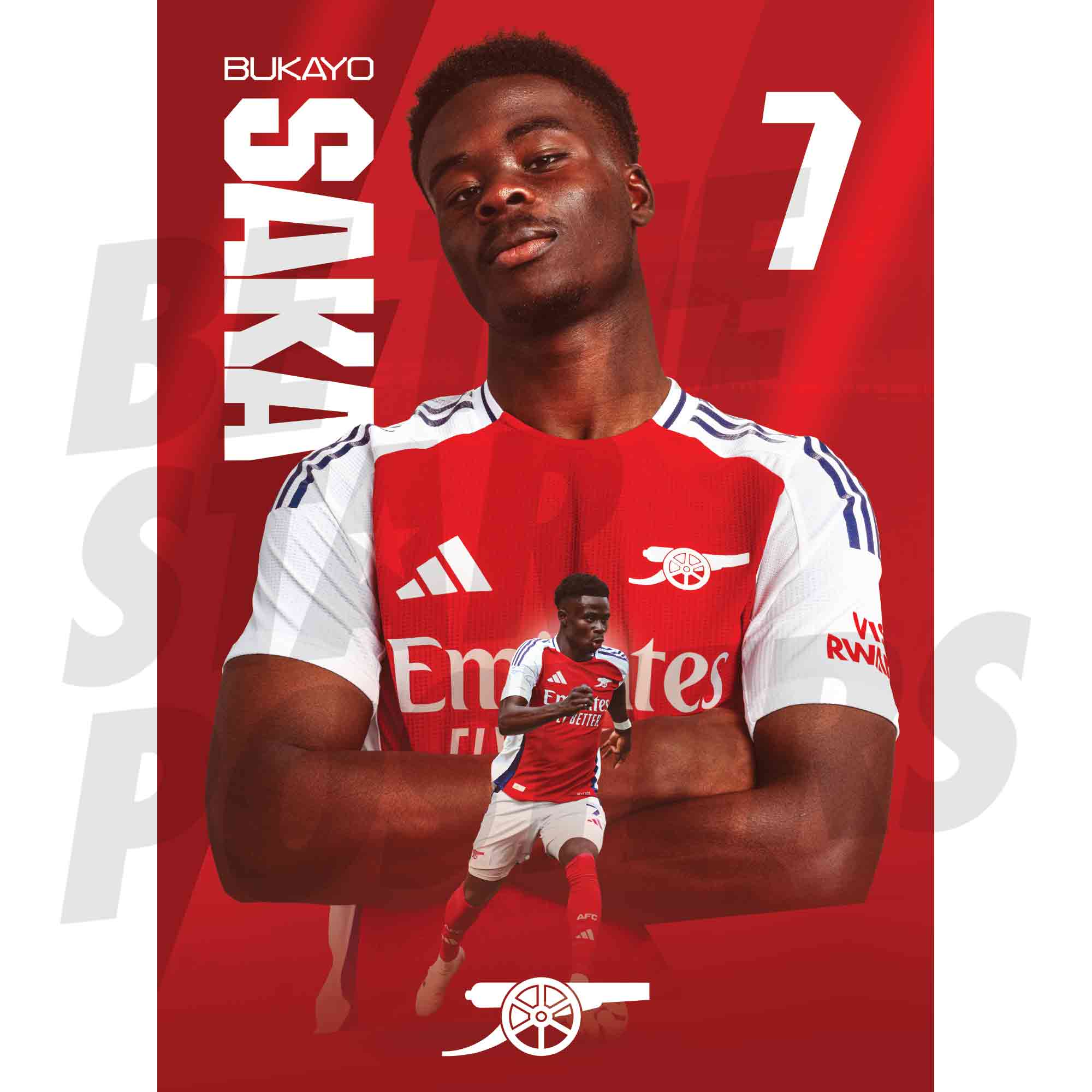 Arsenal FC Saka 24/25 Action Poster